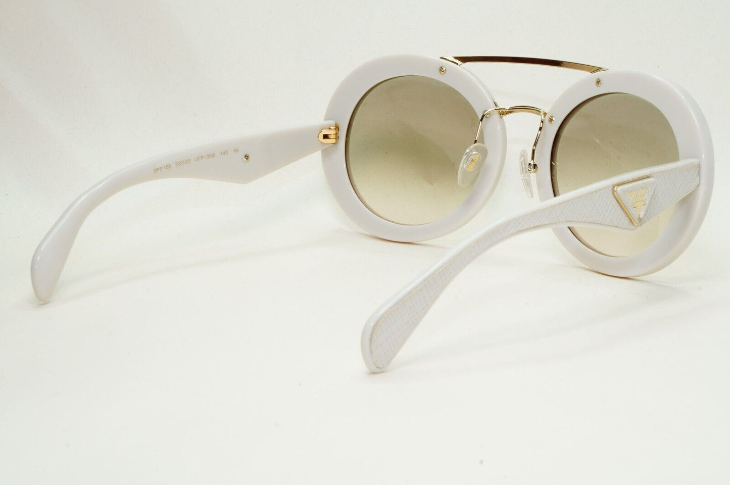 Prada Sunglasses White Saffiano Leather Triangle PR15SS SPR 15S UFP-3H2 270924