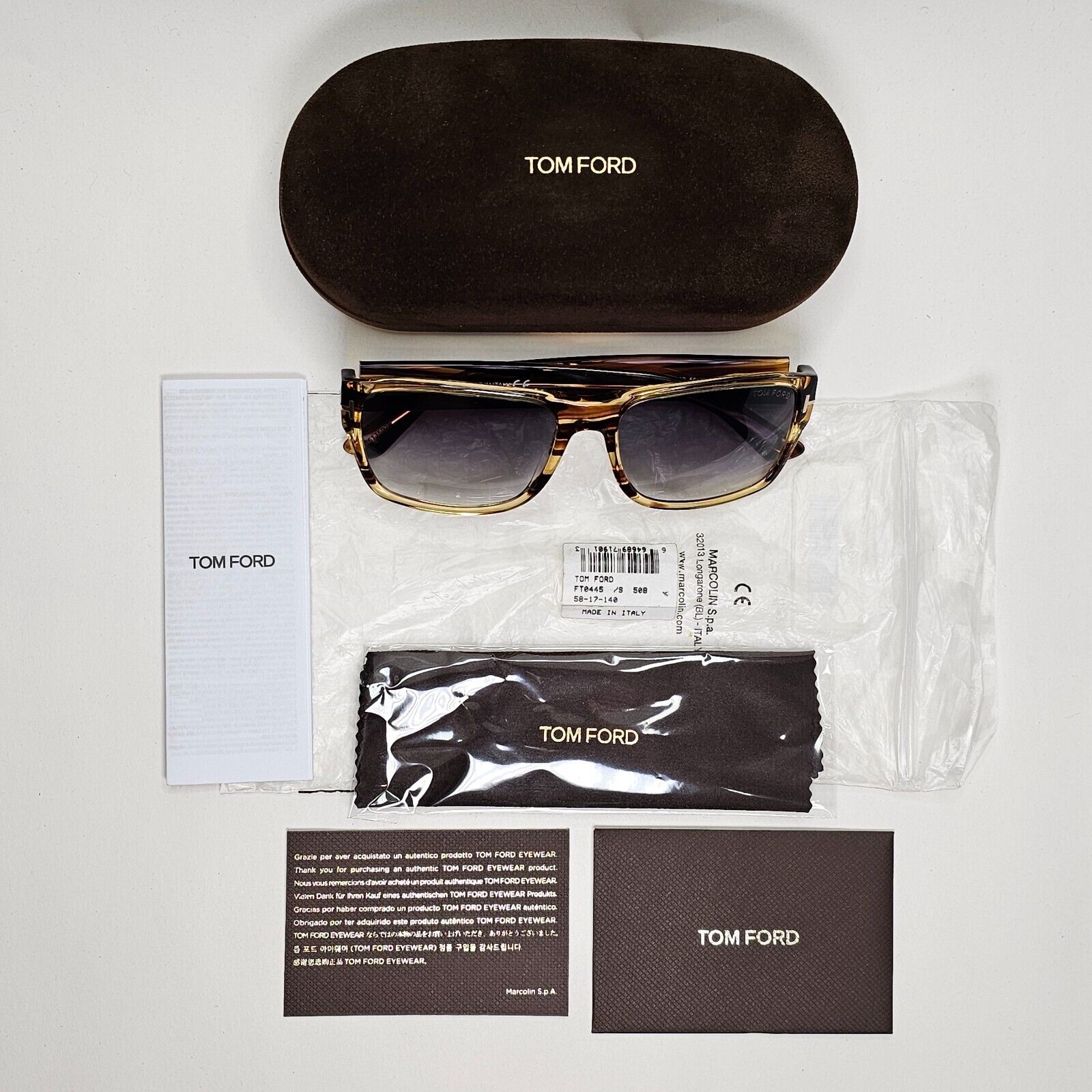 Tom Ford Sunglasses Mason Honey Brown Transparent Grey FT0445 TF 445 50B 58mm