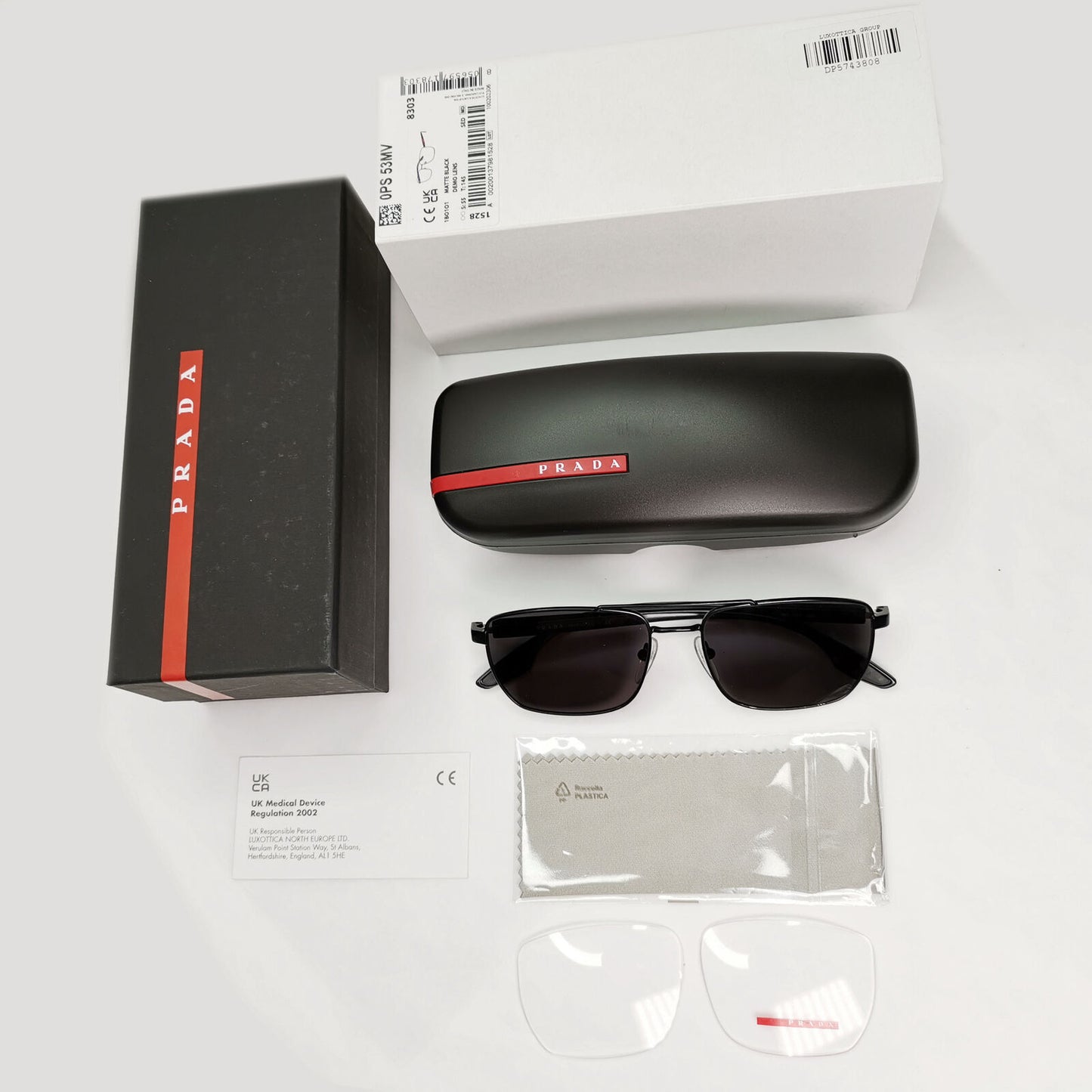 Prada Sunglasses Black Square Pilot Metal Mens PR53MV VPS 53M 1BO-1O1 55mm