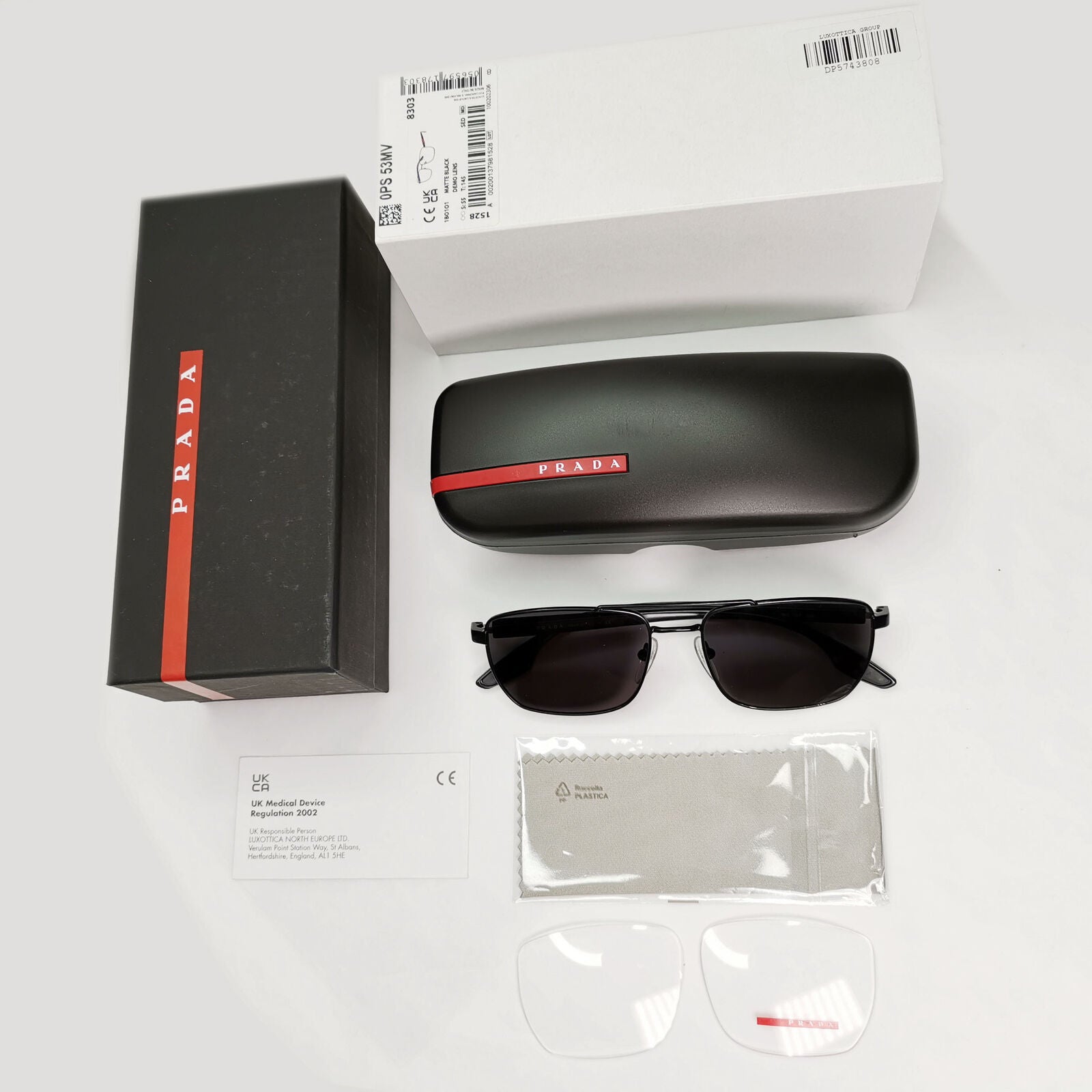 Prada Sunglasses Black Square Pilot Metal Mens PR53MV VPS 53M 1BO-1O1 55mm