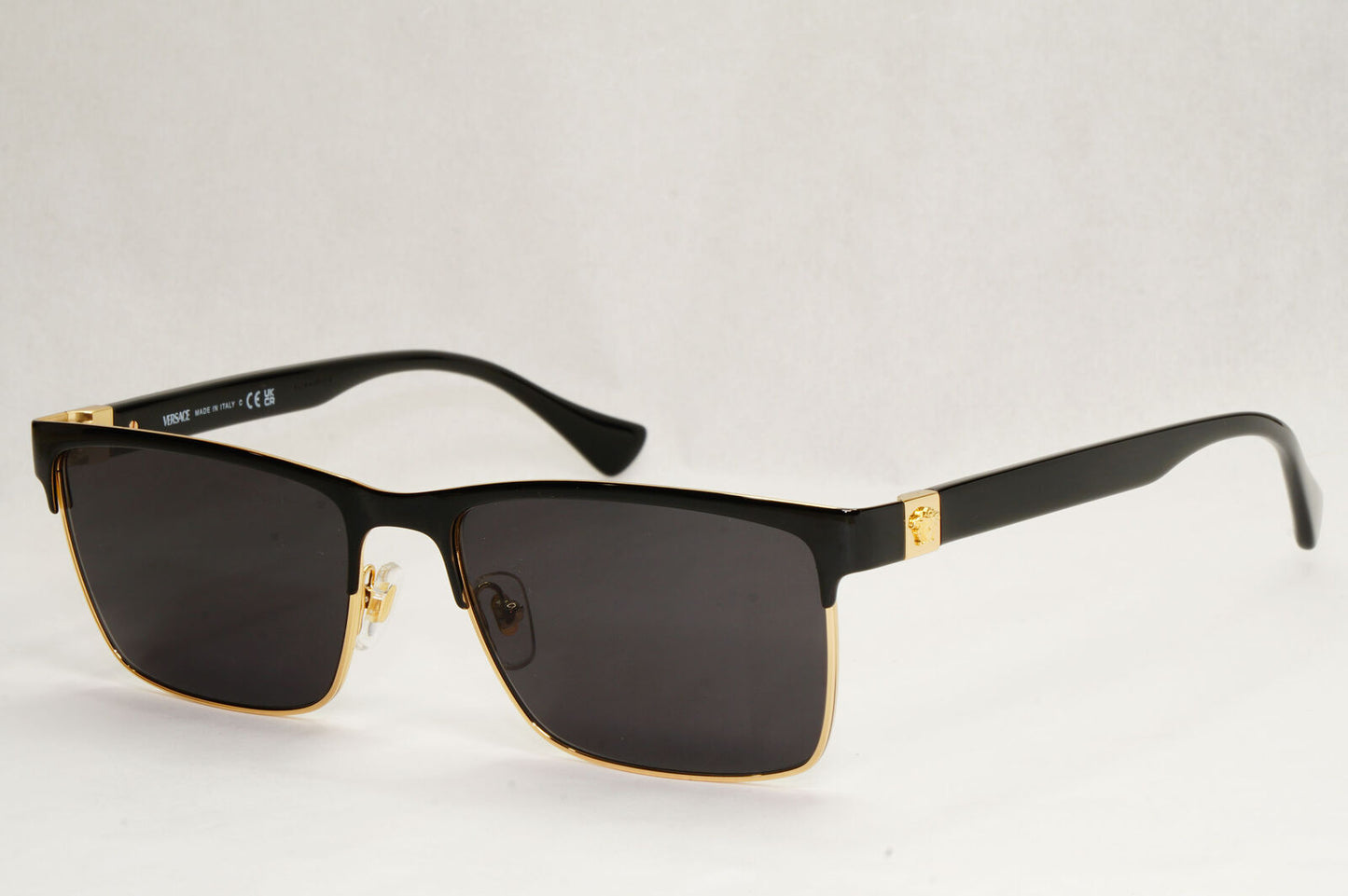 Versace Sunglasses Black Gold Square Metal Rectangle MOD VE 1285 1002 56mm