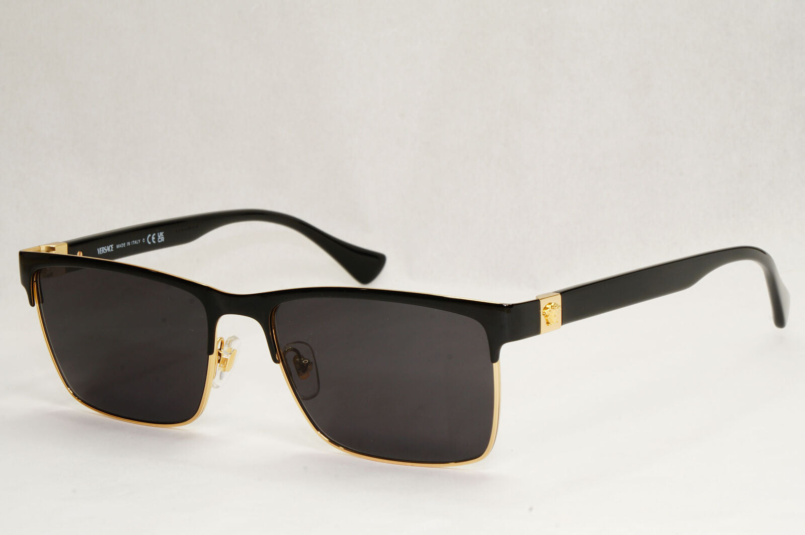 Versace Sunglasses Black Gold Square Metal Rectangle MOD VE 1285 1002 56mm