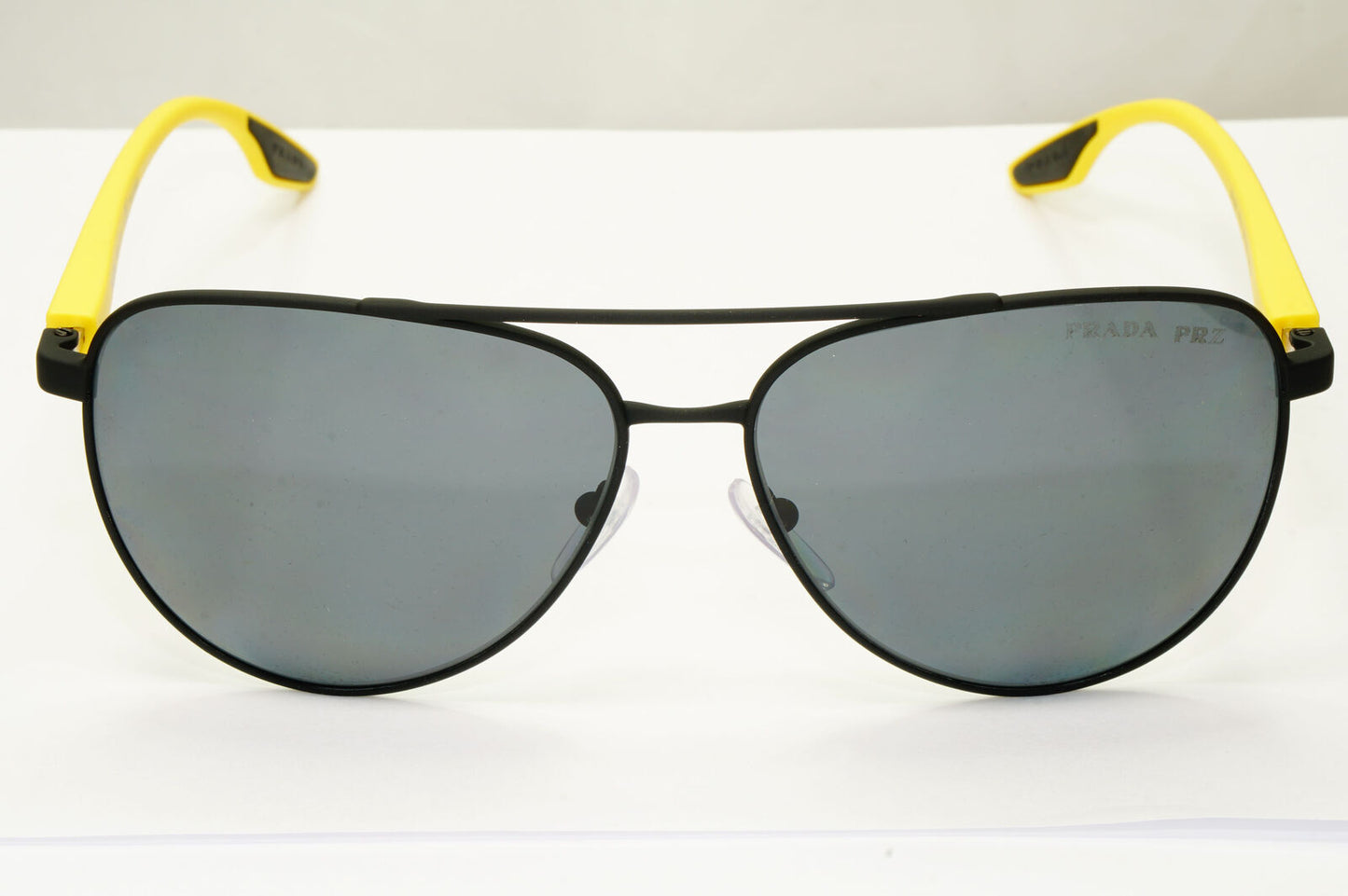 Prada Polarized Black Sunglasses Yellow Red Stripe Pilot PS52WS SPS 52W 08W-02G