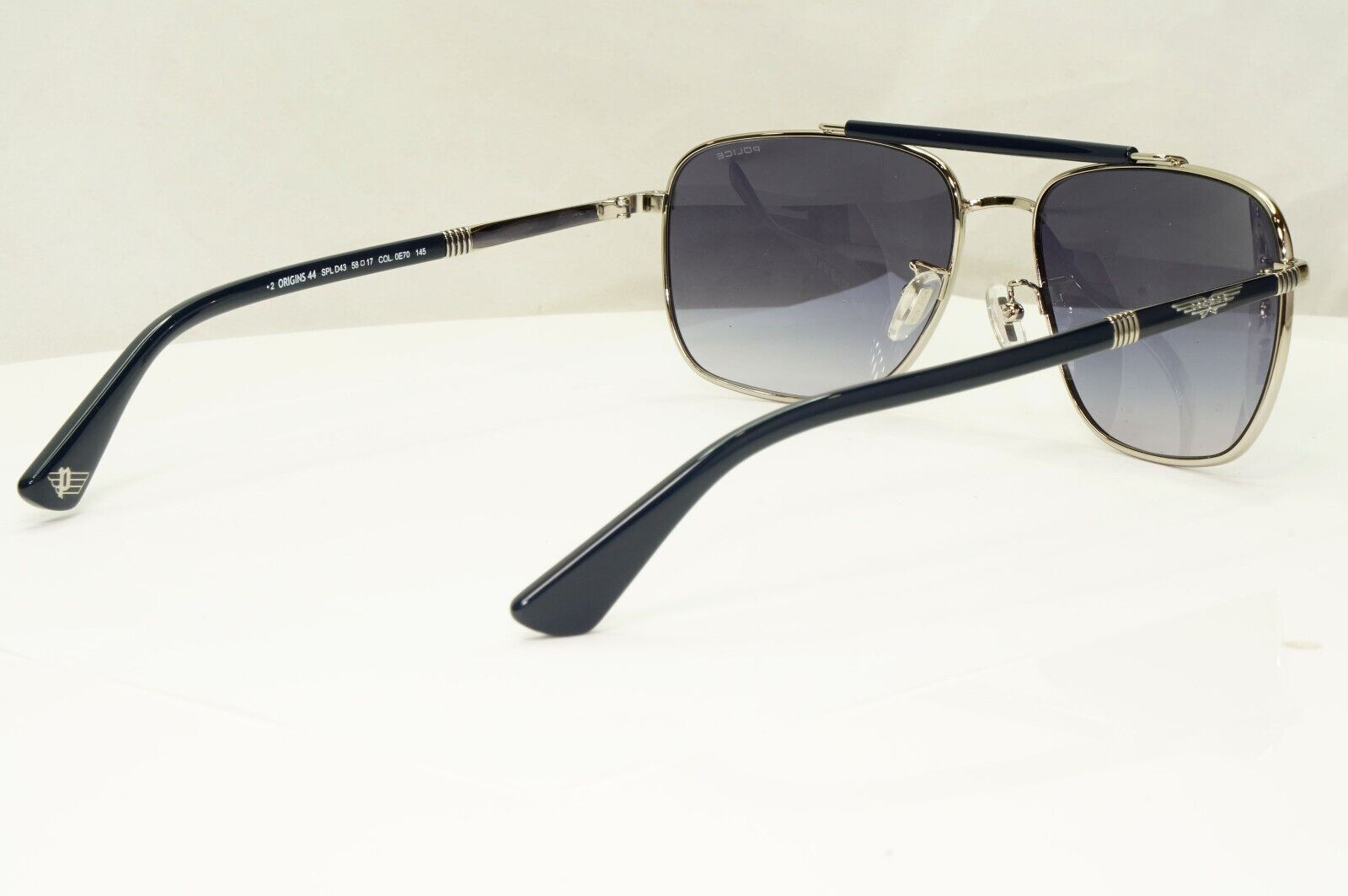 Police Grey Blue Sunglasses Pilot Brow Bar Origins 44 SPL D43 COL 0E70 58mm
