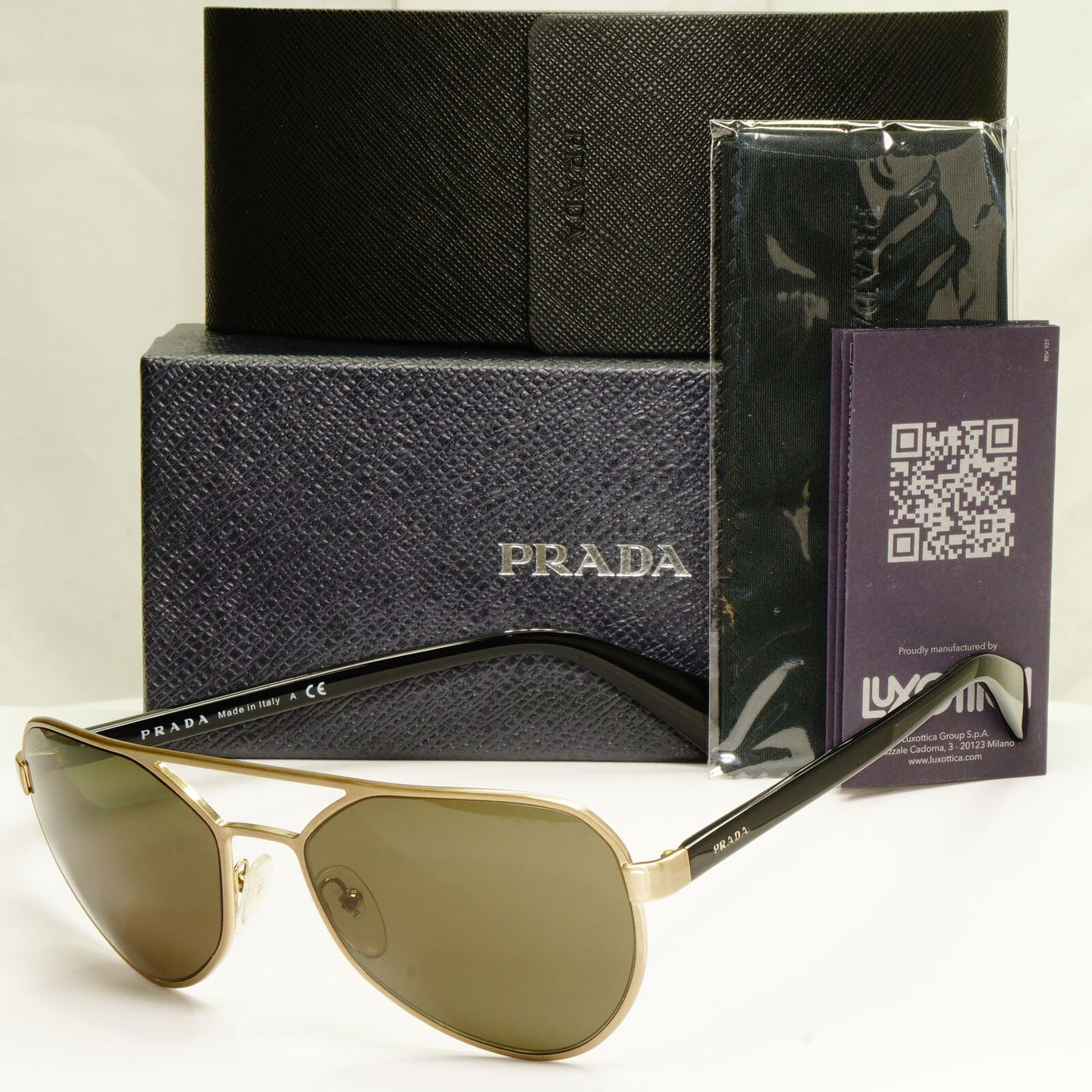 Prada Gold Black Pilot Sunglasses Green Mens Fashion PR55RS SPR 55R MA1-0A7
