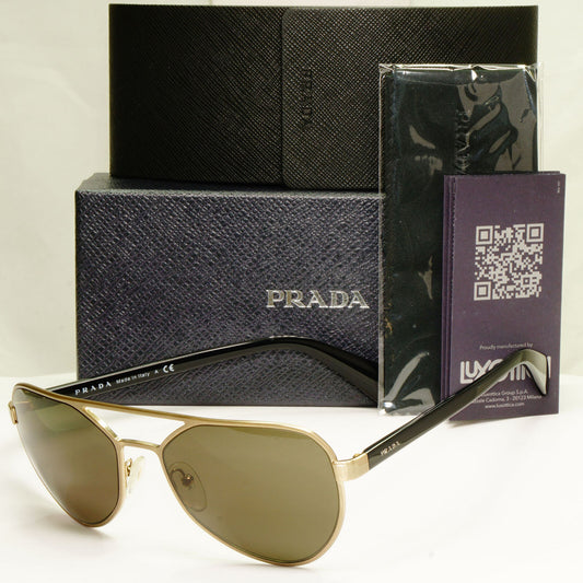 Prada Gold Black Pilot Sunglasses Green Mens Fashion PR55RS SPR 55R MA1-0A7