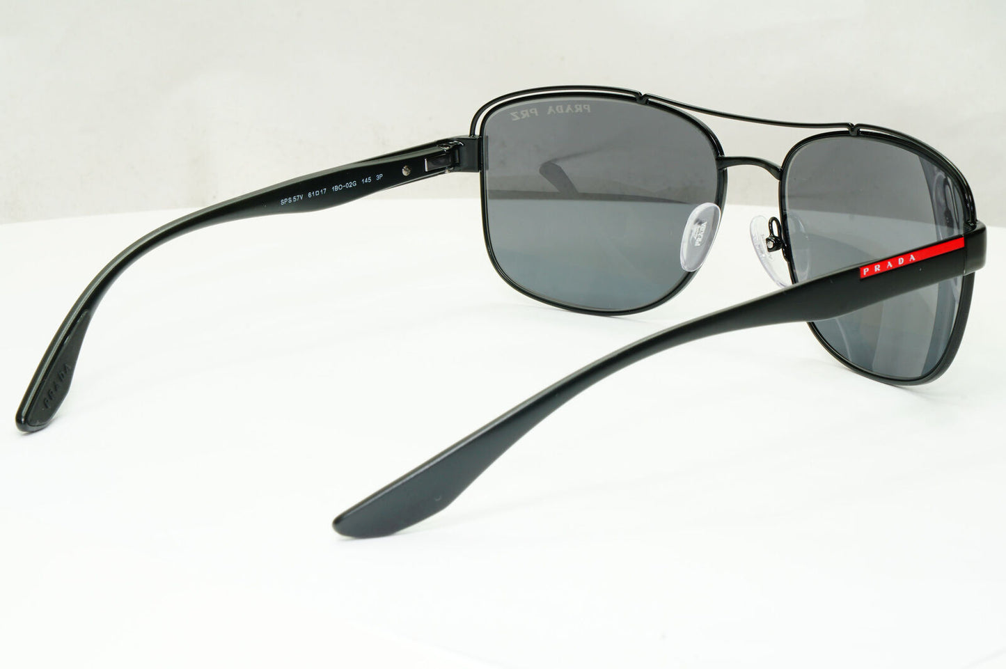 Prada Polarised Sunglasses Black Grey Pilot Metal PS57VS SPS 57V 1BO-02G