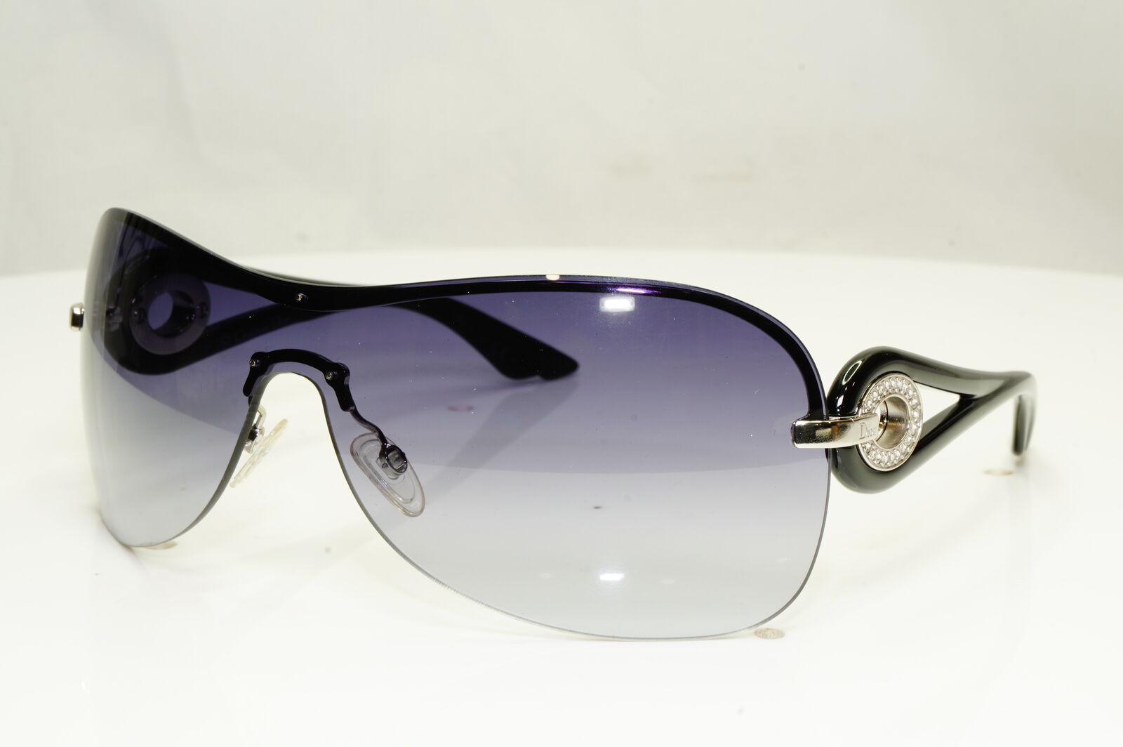 Authentic Dior Womens Shield Black Visor Shield Sunglasses Volute 3 Strass RZSJJ