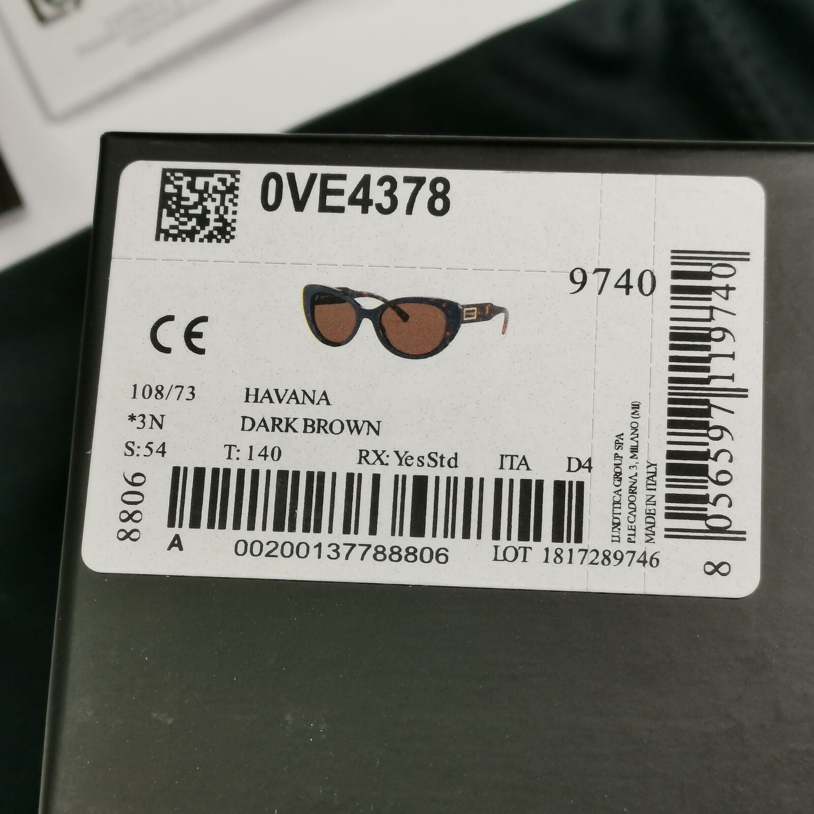 Versace Womens Brown Sunglasses Square Havana Tortoiseshell MOD 4378 108/73