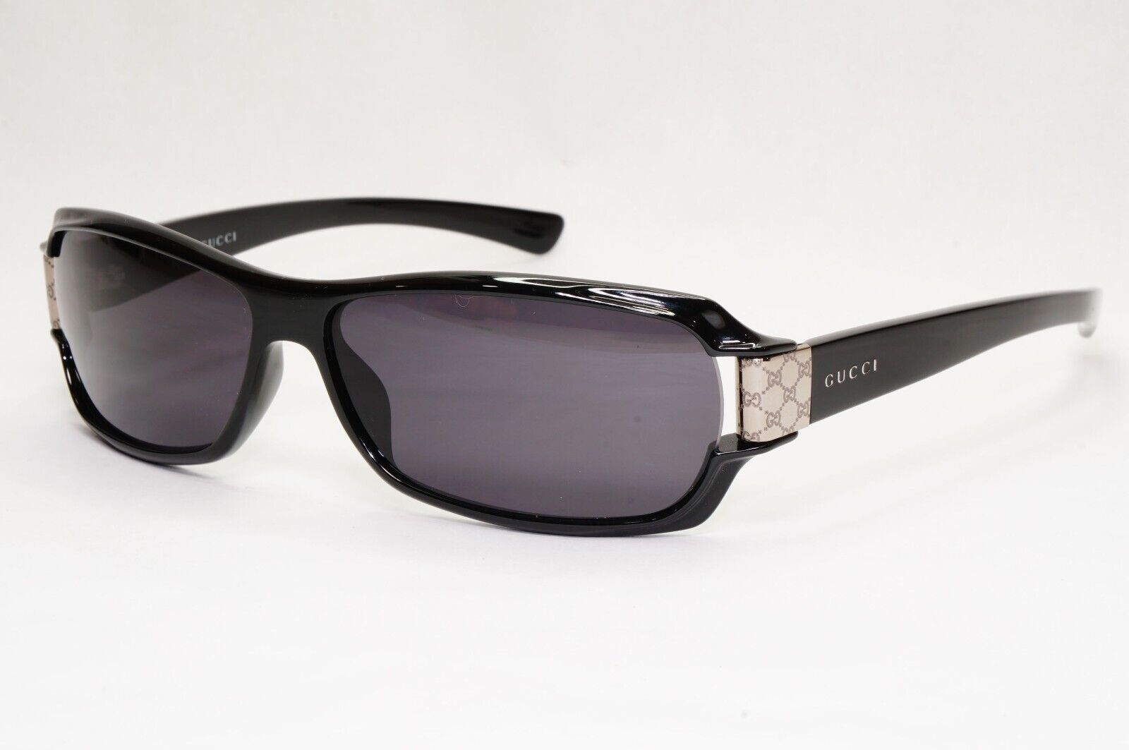 Gucci Sunglasses 1998 Vintage Black Silver Rectangle Unisex GG 2547/S NE8 051223