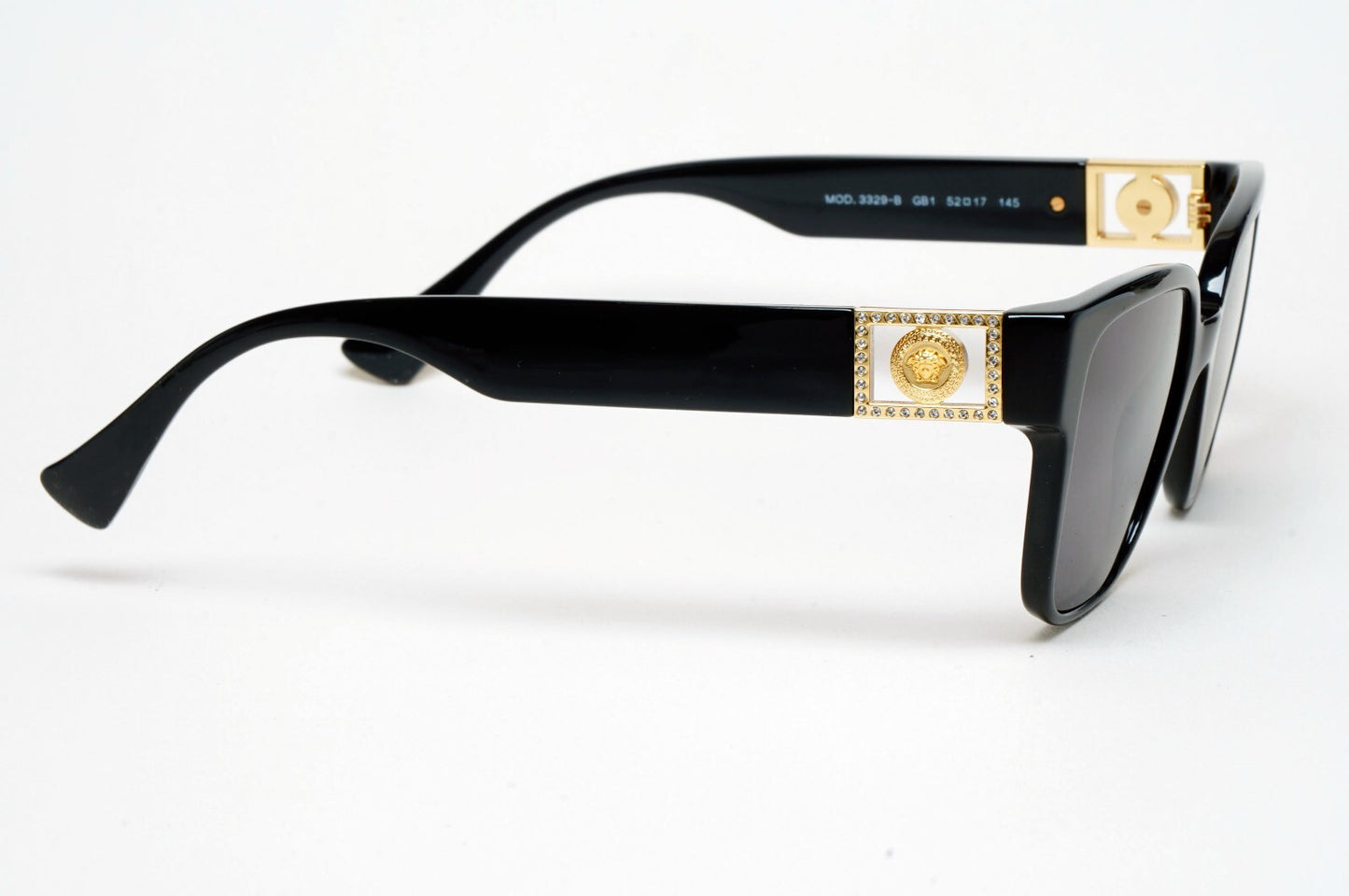 Versace Sunglasses Black Gold Medusa Diamante Square MOD VE 3329-B GB1 52mm