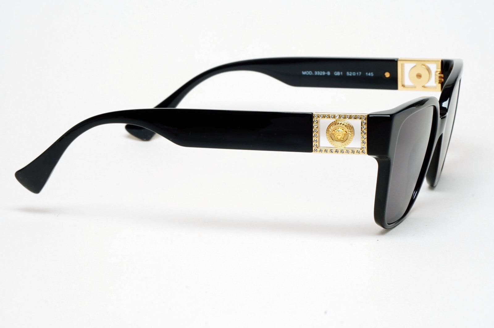 Versace Sunglasses Black Gold Medusa Diamante Square MOD VE 3329-B GB1 52mm