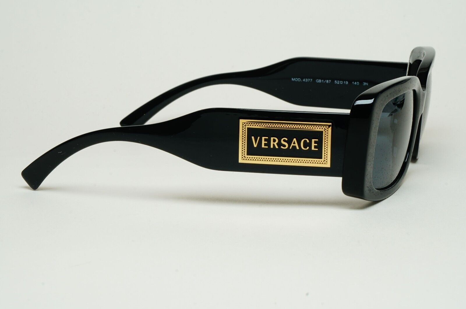 Versace Sunglasses Black Gold Square Dark Grey MOD VE 4377 GB1/87 52mm