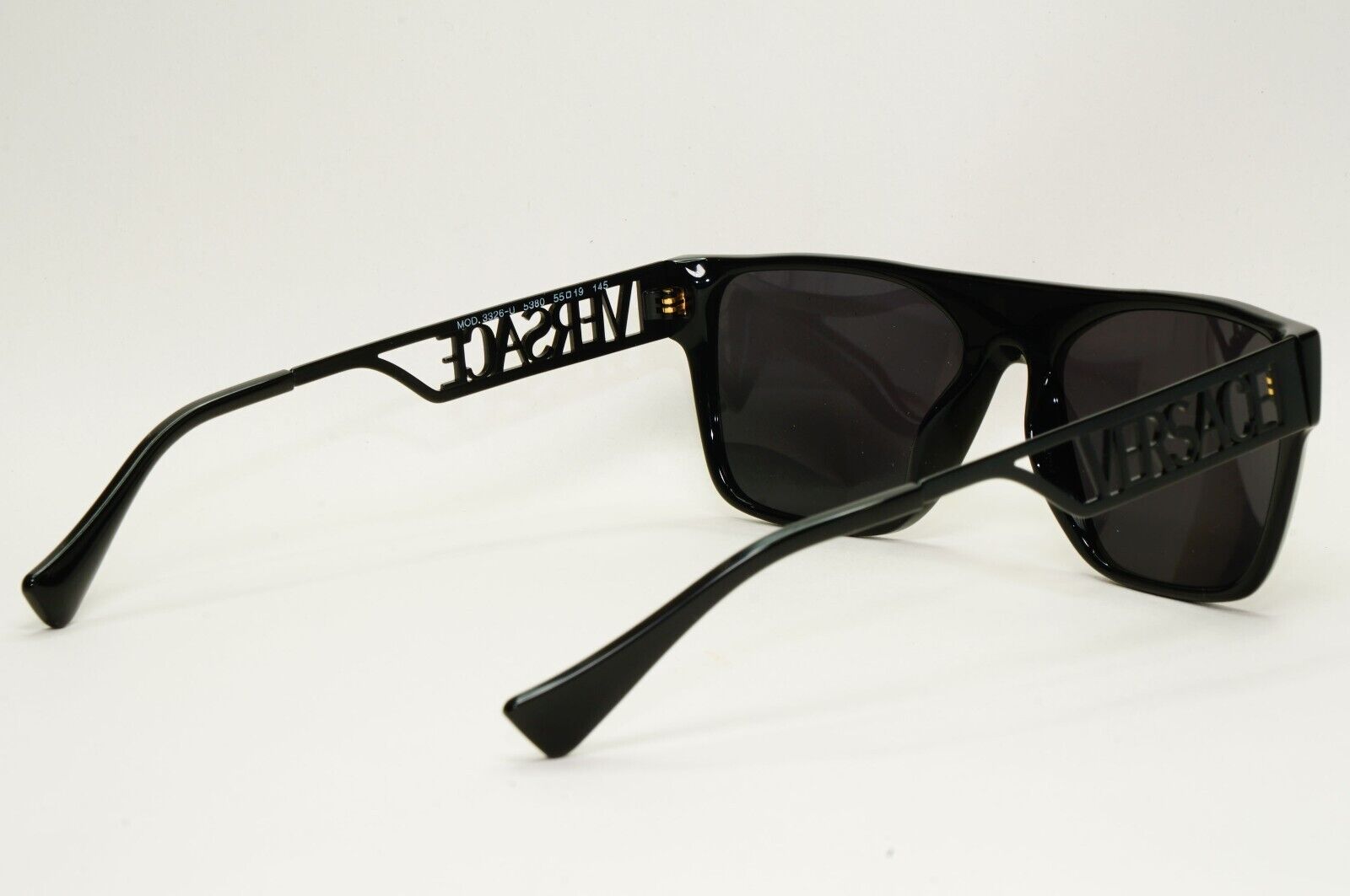 Versace Sunglasses Black Square Large Logo Letters MOD VE 3326-U 5380 55mm