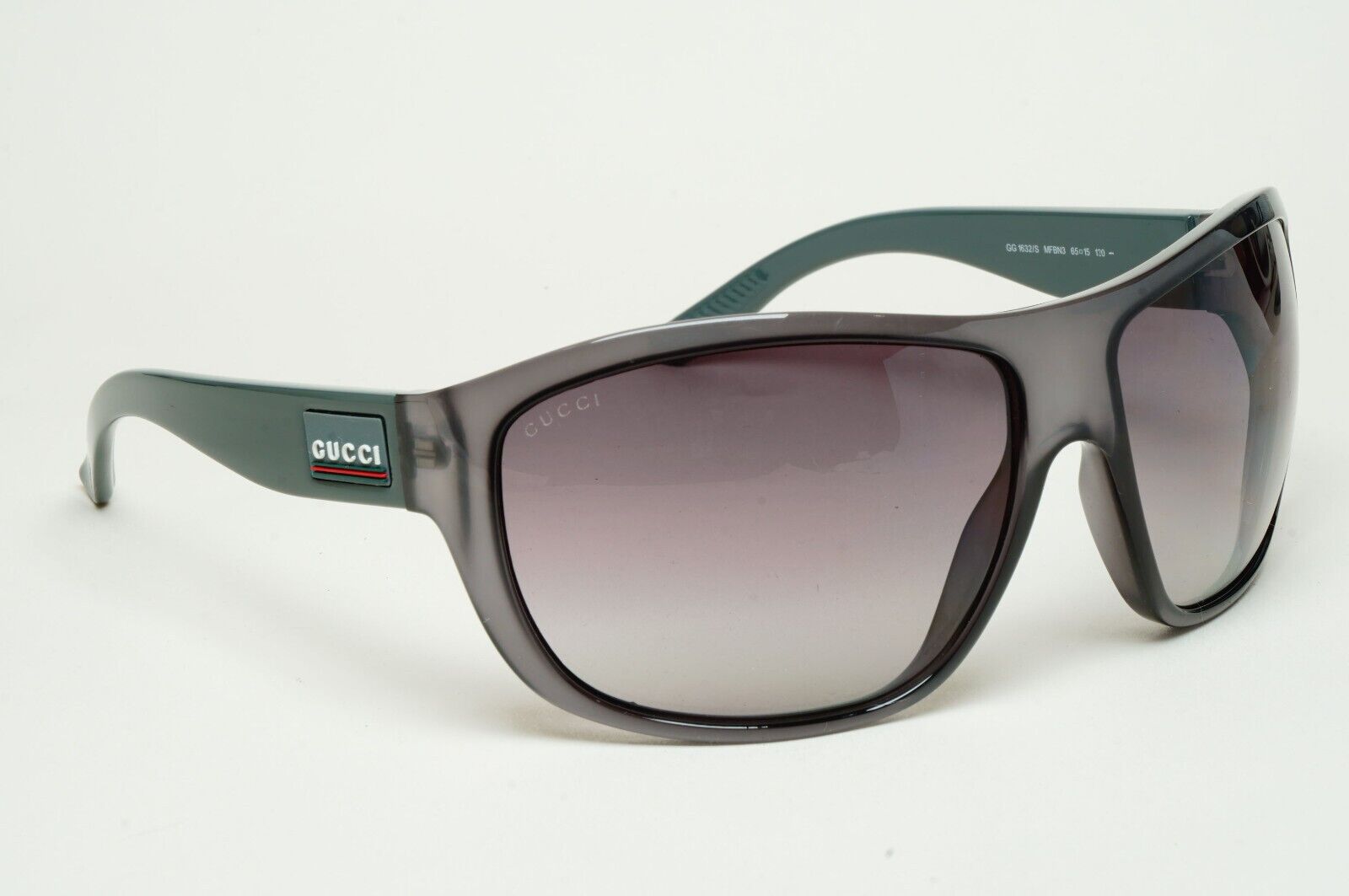 Gucci Sunglasses 2006 Vintage Grey Wrap Green GG 1632/S MFBN3 100225