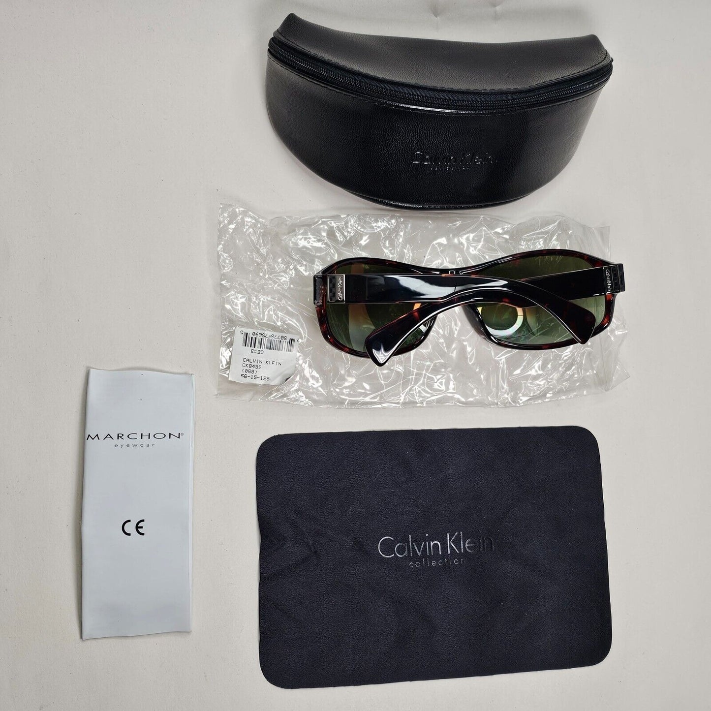 Calvin Klein Sunglasses 2005 Vintage Brown Tortoise Green Wrap 849S 068 121124