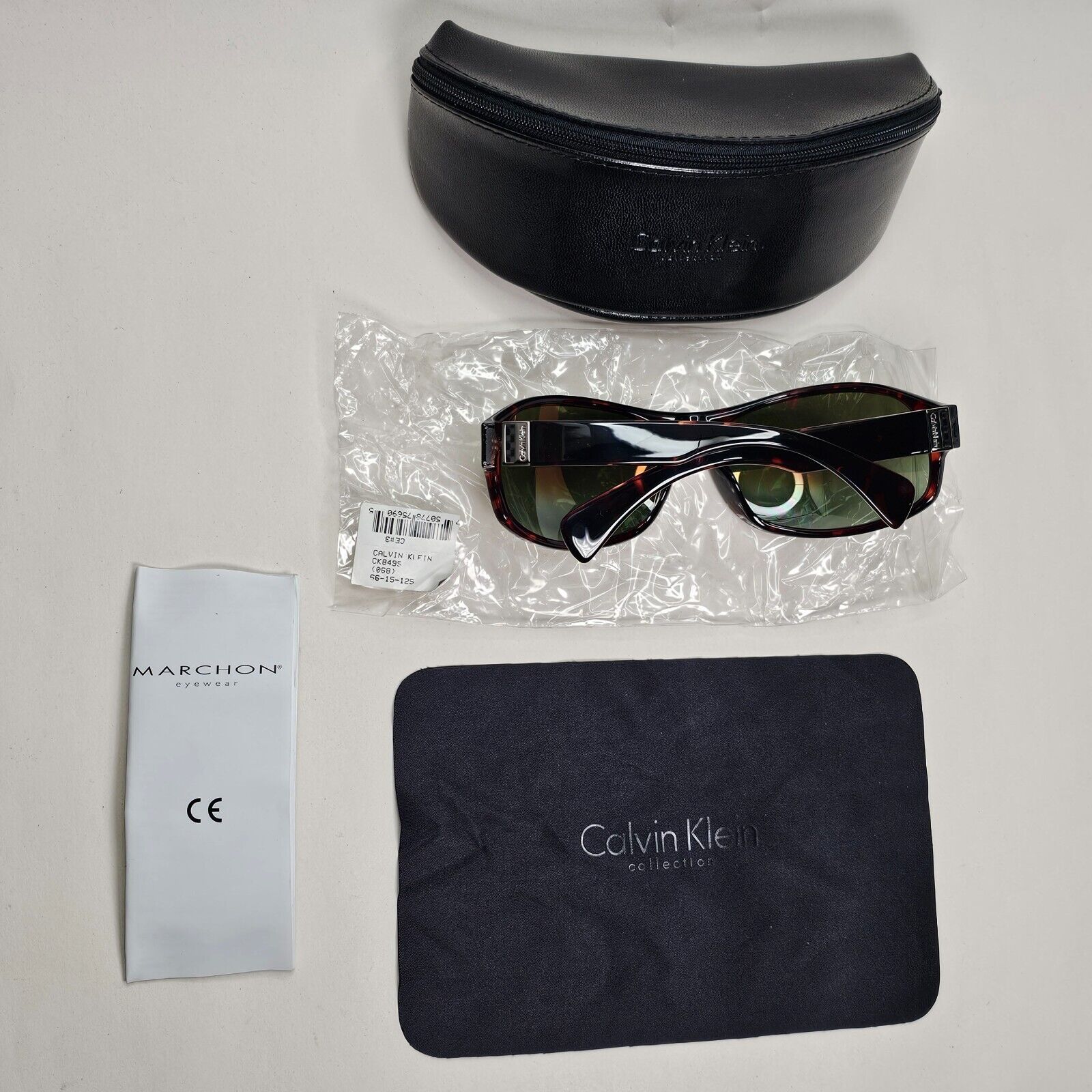 Calvin Klein Sunglasses 2005 Vintage Brown Tortoise Green Wrap 849S 068 121124