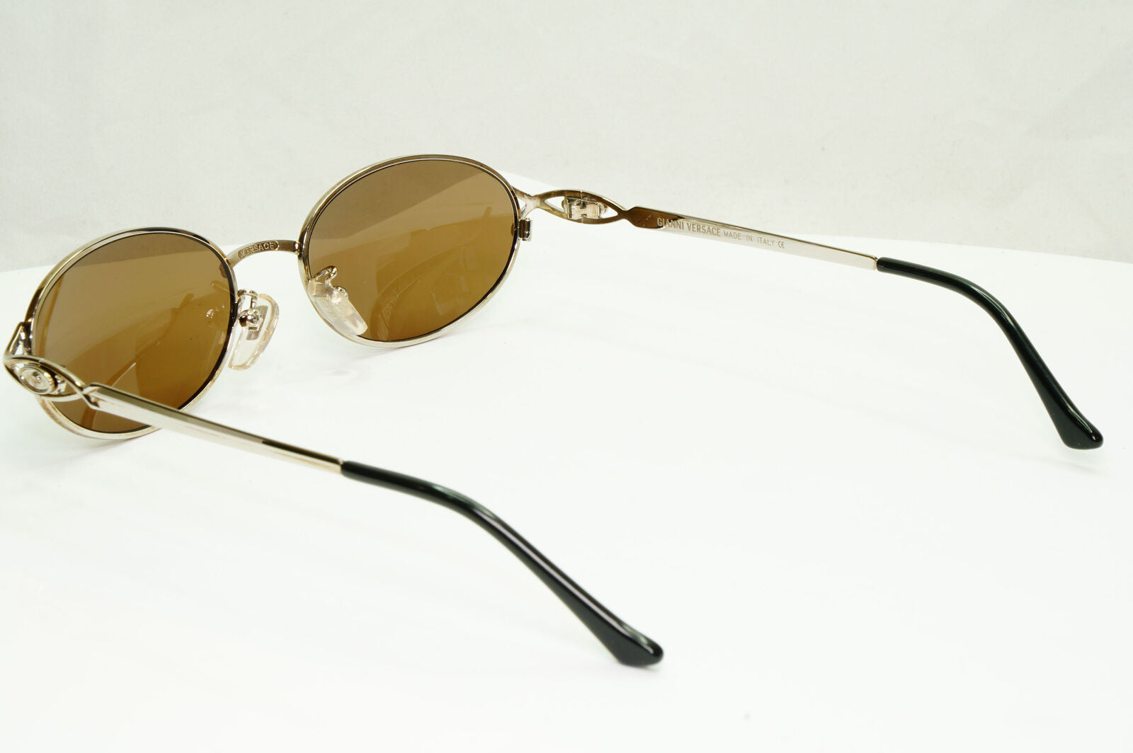 Gianni Versace 1995 Sunglasses Vintage Silver Brown Oval MOD H41 COL 26M