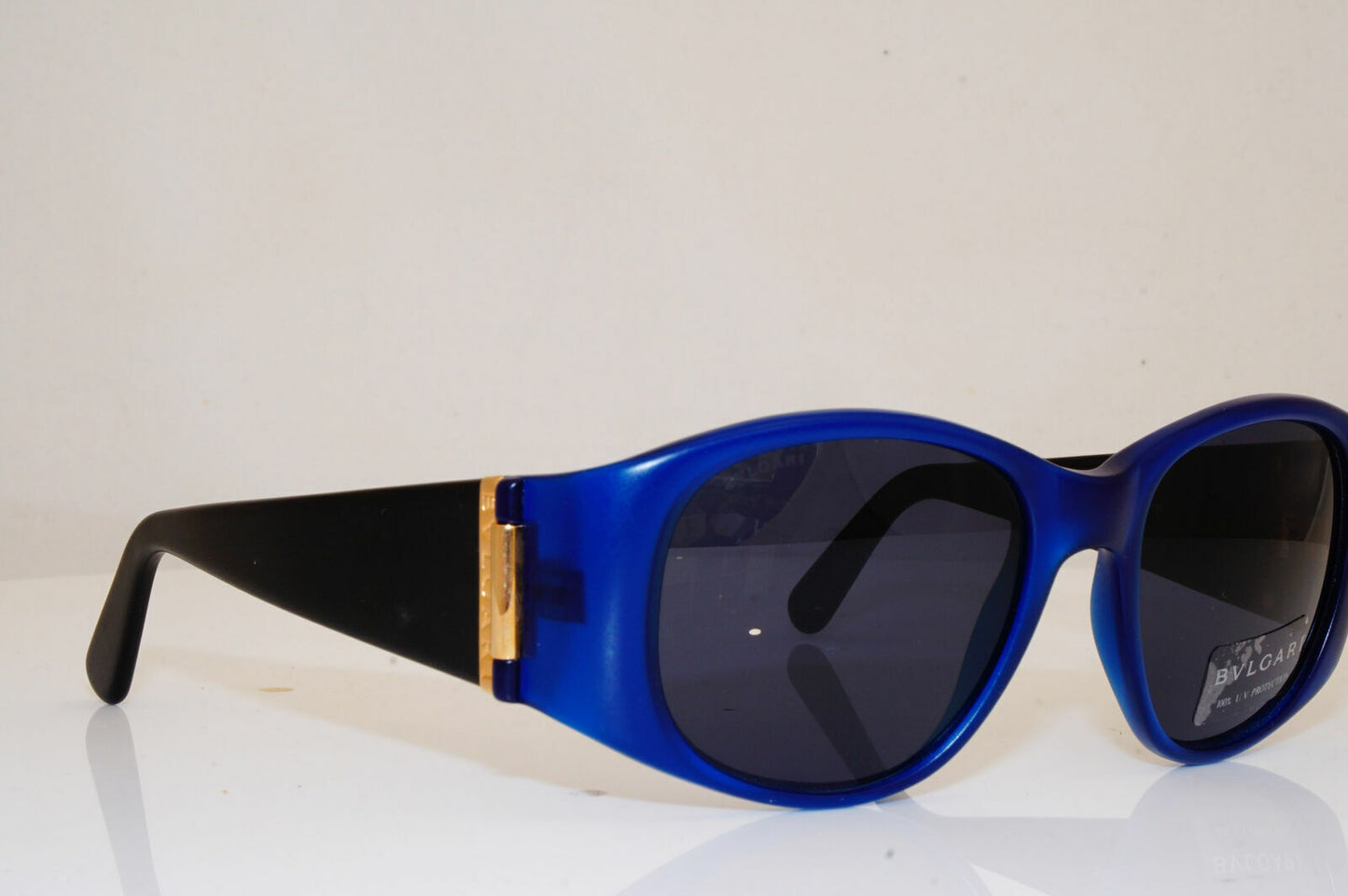 Authentic BVLGARI Mens Womens Vintage Sunglasses Blue Square GOLD 802 905 26247