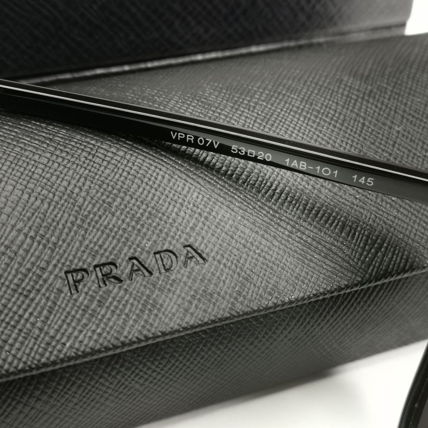 Prada Sunglasses Black Cat Eye Glossy Womens Fashion PR07VV VPR 07V 1AB-1O1 53mm