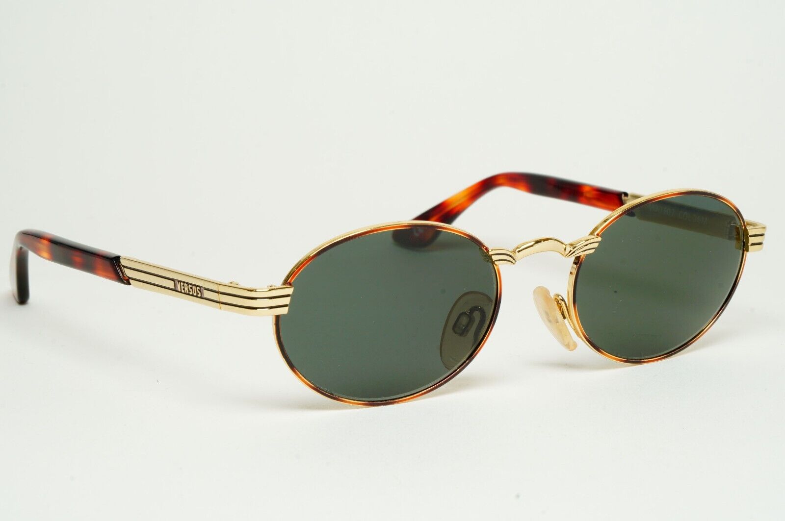 Versus Sunglasses 1996 by Gianni Versace Vintage Gold Oval MOD F07 COL 36M