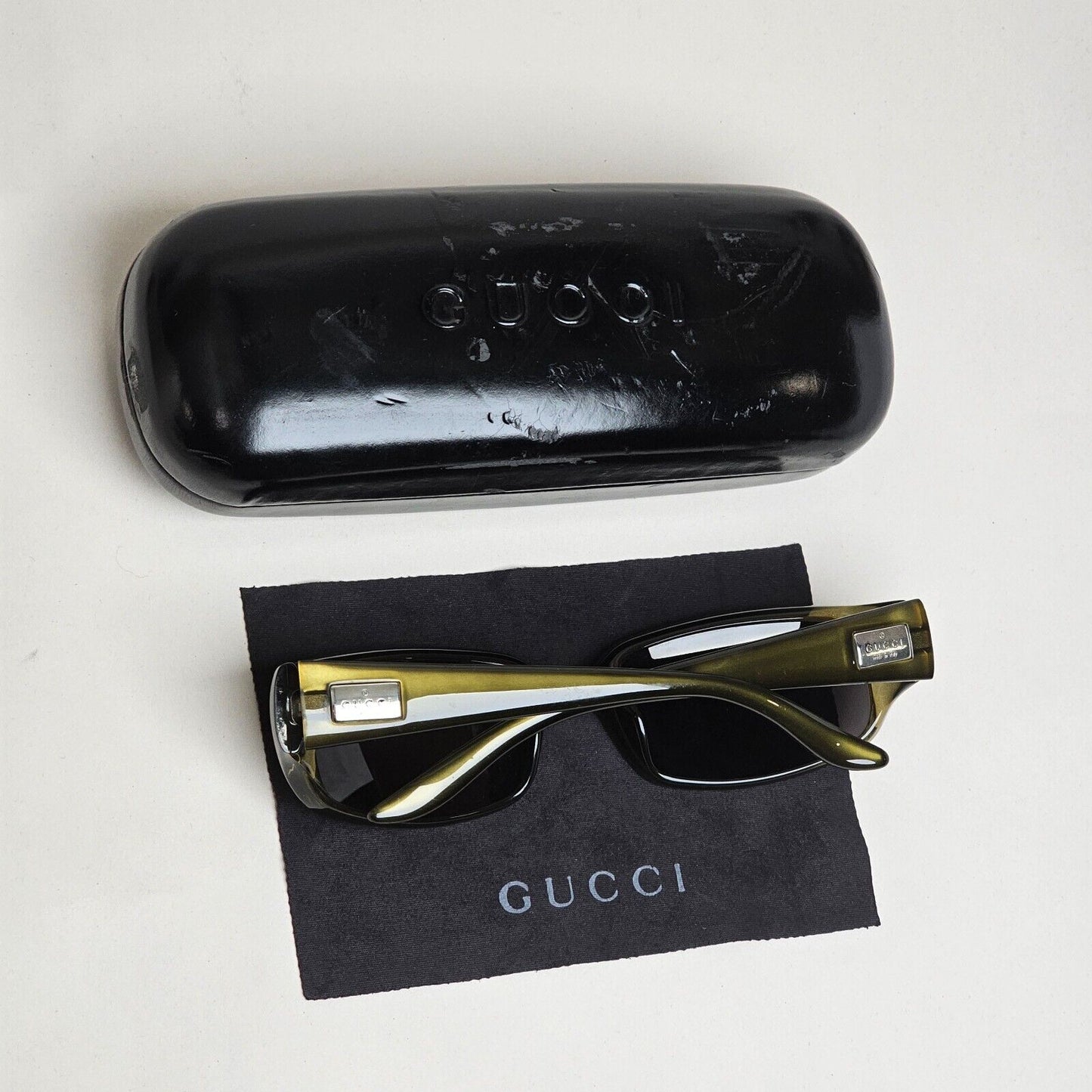 Gucci Sunglasses 1998 Vintage Rectangle Olive Green Black GG 2454/S 6EV 220125