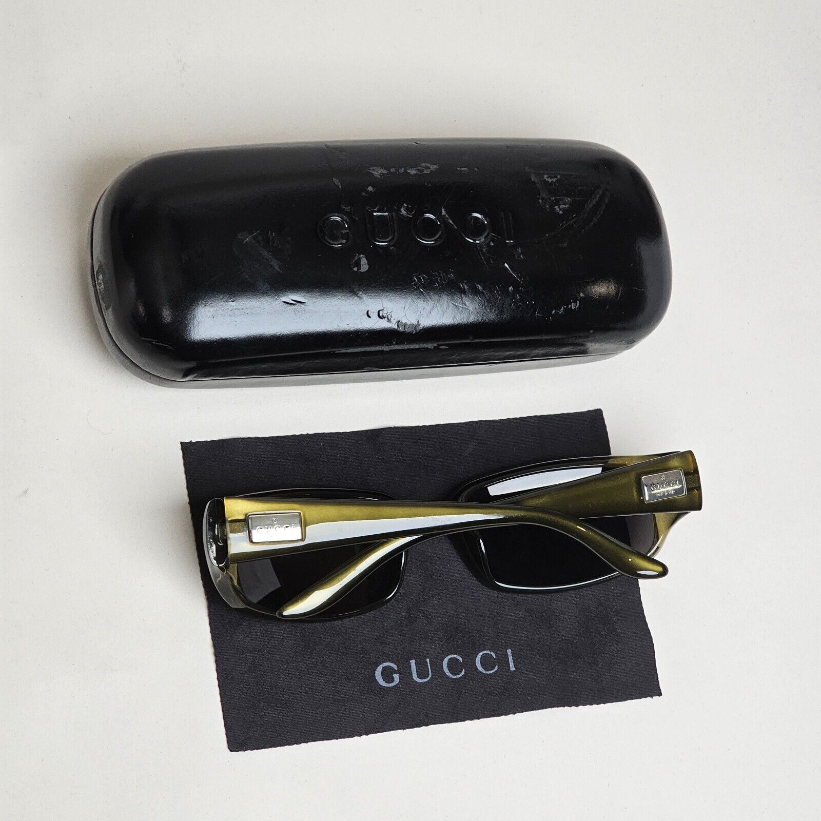 Gucci Sunglasses 1998 Vintage Rectangle Olive Green Black GG 2454/S 6EV 220125