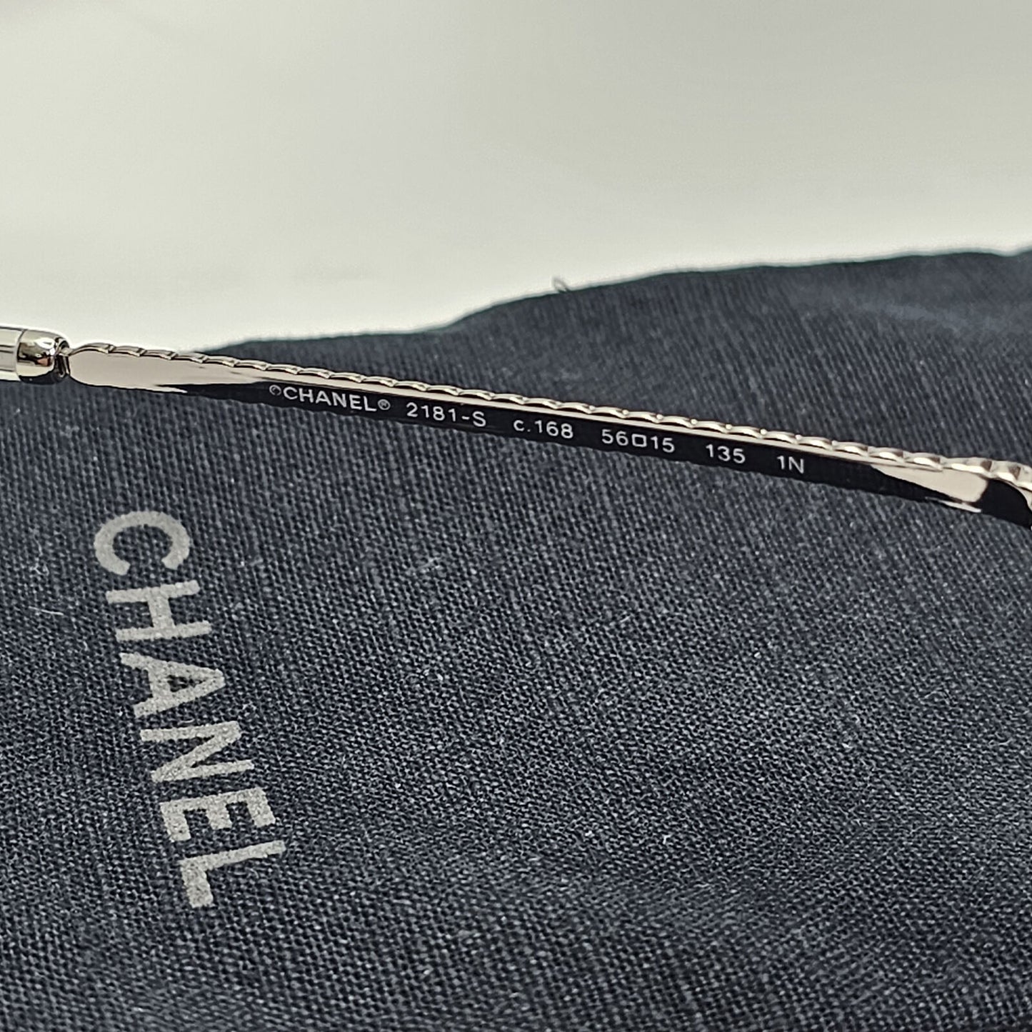 Chanel Sunglasses Silver Grey Gradient Metal Chain 2181-S c.168 56mm Cat 1