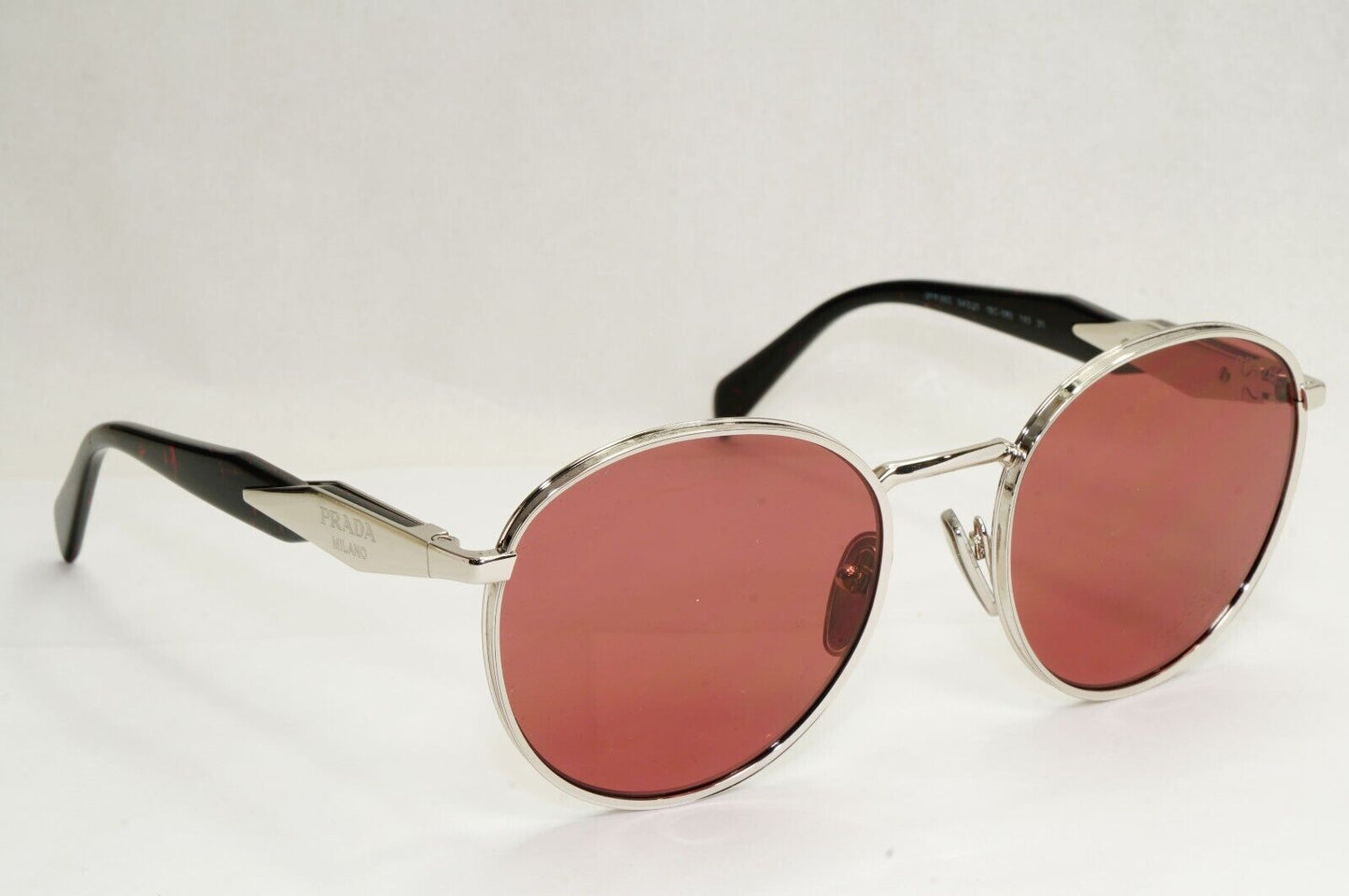 Prada Sunglasses Silver Dark Violet Bordo Round Metal PR56ZS SPR 56Z 1BC-08S