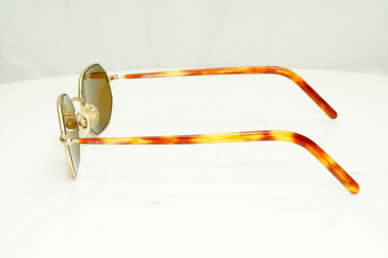 Giorgio Armani 1997 Vintage Sunglasses Gold Brown Octagon Glass Lens 664 904