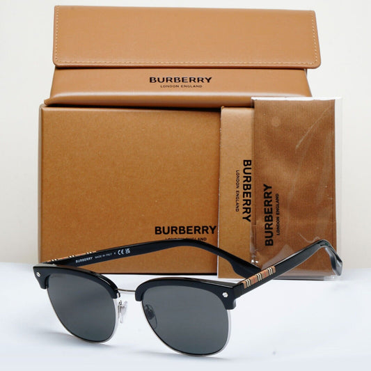 Burberry Sunglasses Aubrey Black Silver Grey Square BE 4317 3001/87 55mm