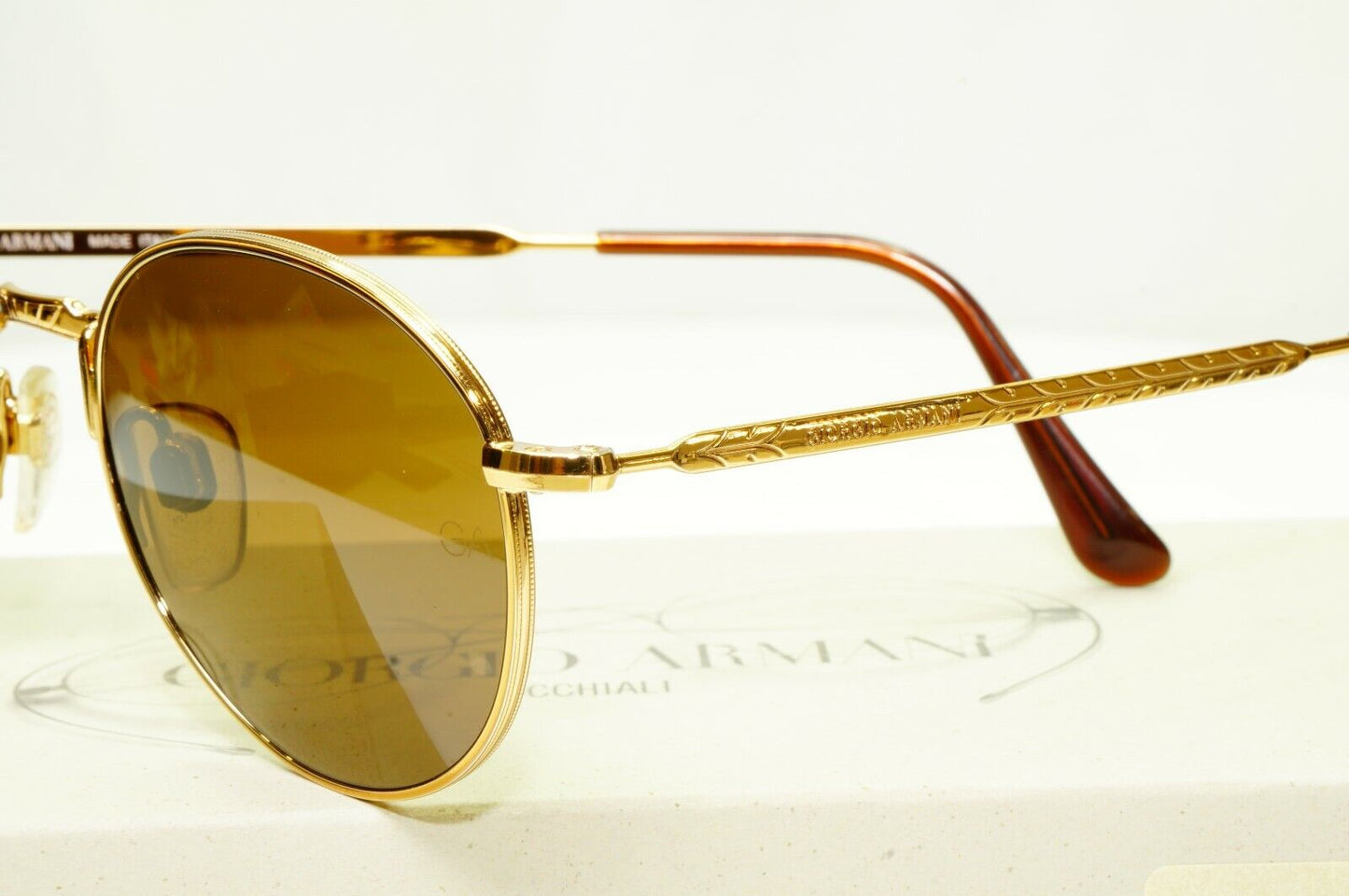 Authentic Giorgio Armani 1997 Vintage Sunglasses Gold Round Men Women 652 927