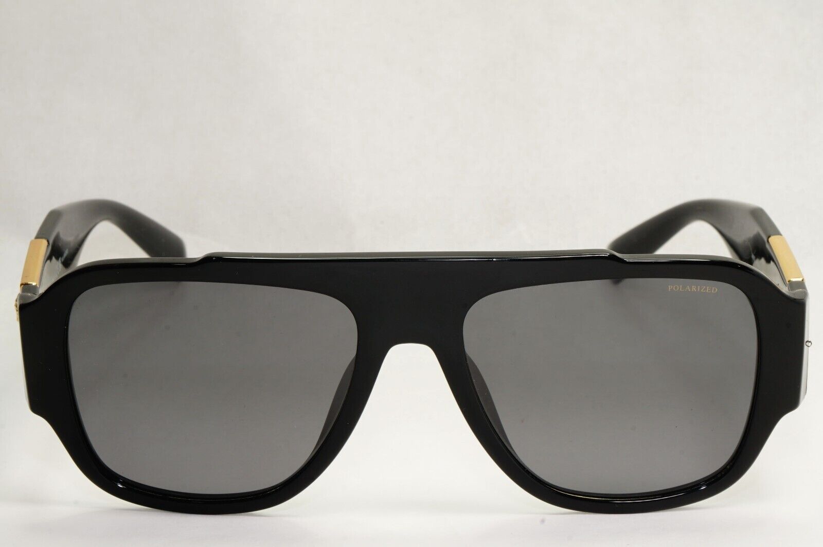 Versace Sunglasses Polarized Black Gold Medusa Square Biggie MOD VE 4436U GB1/81