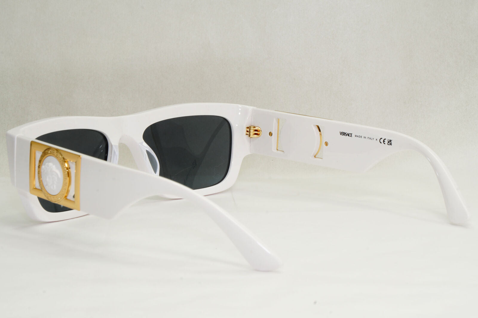 Versace Sunglasses White Gold Medusa Grey Square MOD VE 4416-U 314/87 53mm