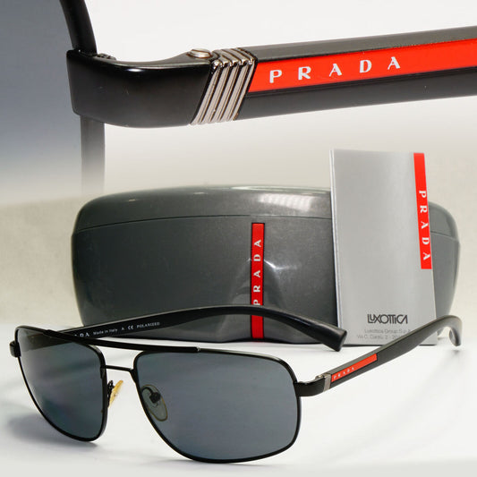 Prada Sunglasses 2011 Vintage Polarized Black Pilot PS55NS SPS 55N 1BO5Z1 180224