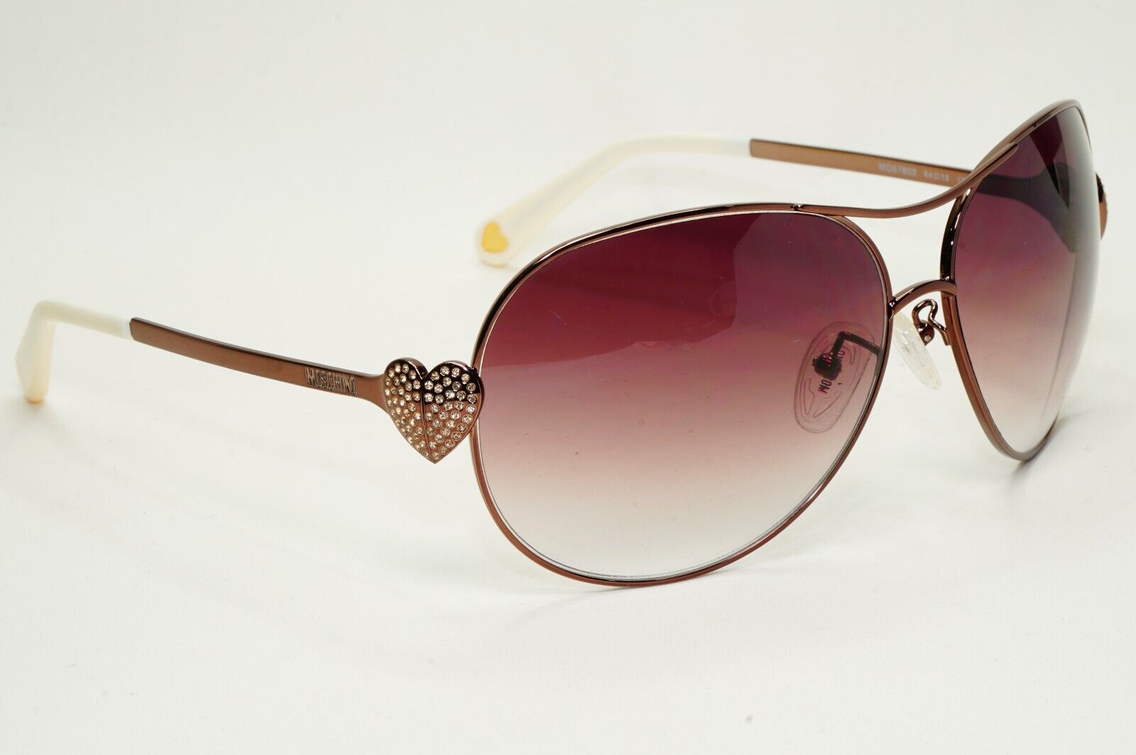 Moschino Sunglasses 2005 Vintage Brown Bronze Pilot Heart MO578 02 101124