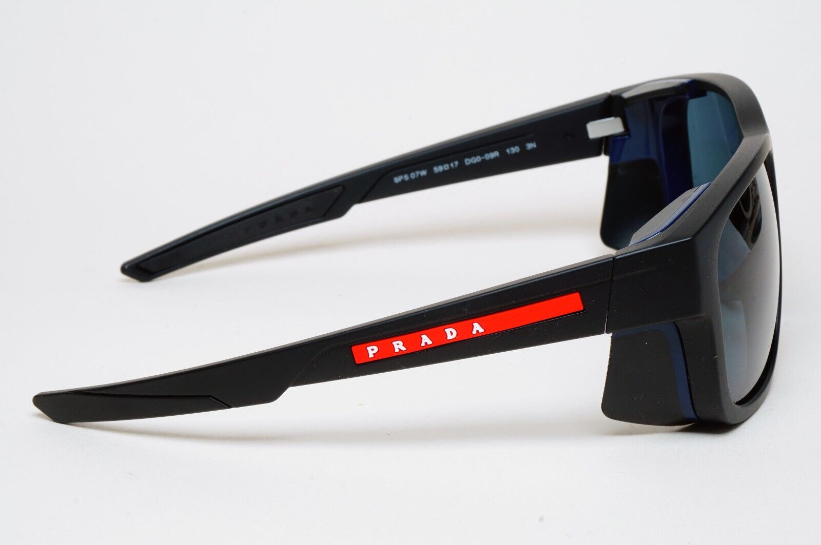 Prada Sunglasses Black Blue Wrap Side Shields PS07WS SPS 07W DG0-09R 100125
