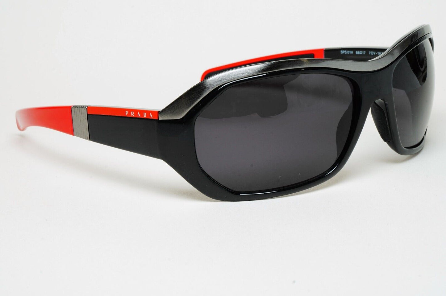 Prada Sunglasses 2006 Vintage Black Red Wrap Rossa PS01HS SPS 01H 7OV-1A1 070125