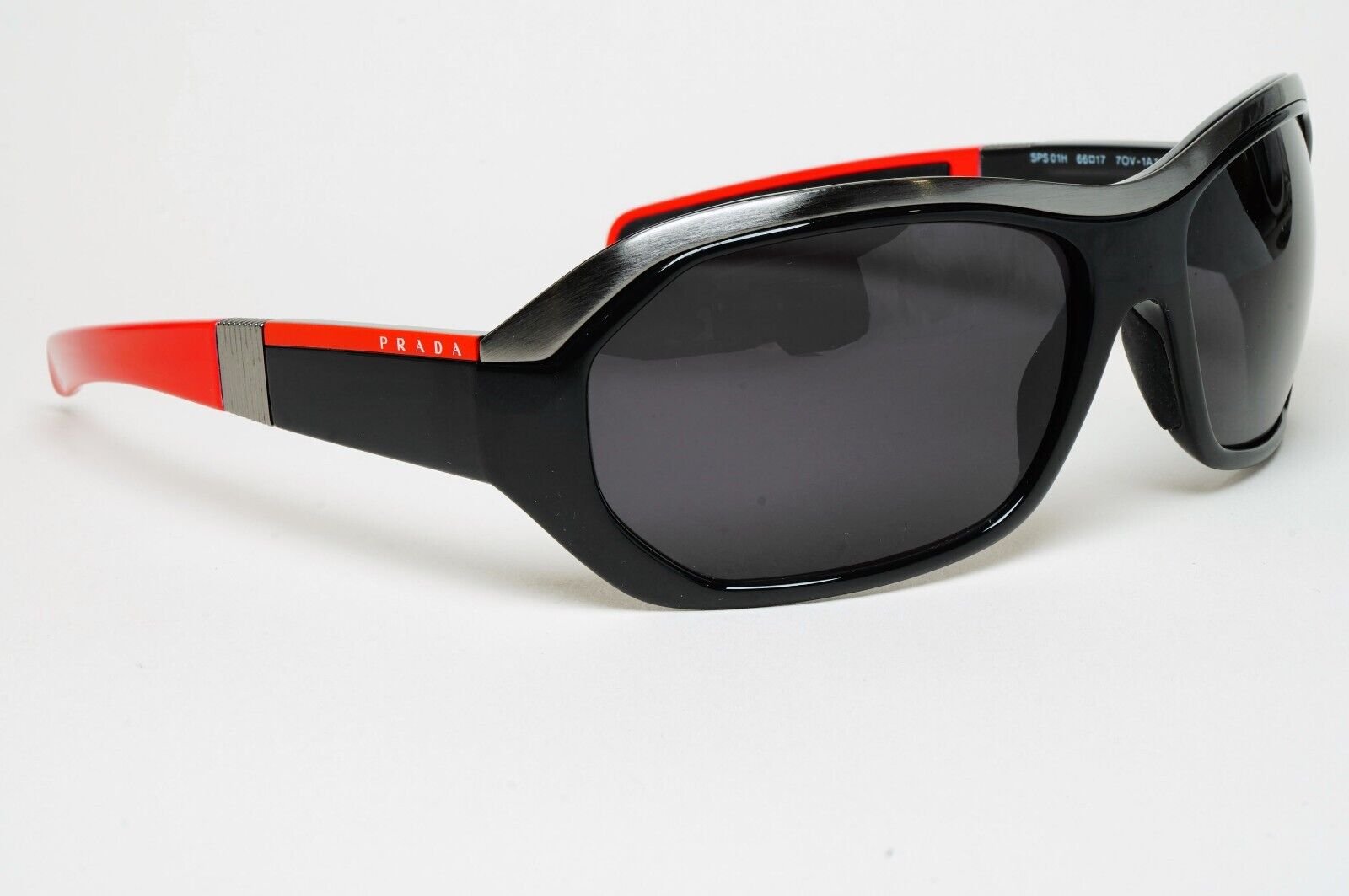 Prada Sunglasses 2006 Vintage Black Red Wrap Rossa PS01HS SPS 01H 7OV-1A1 070125