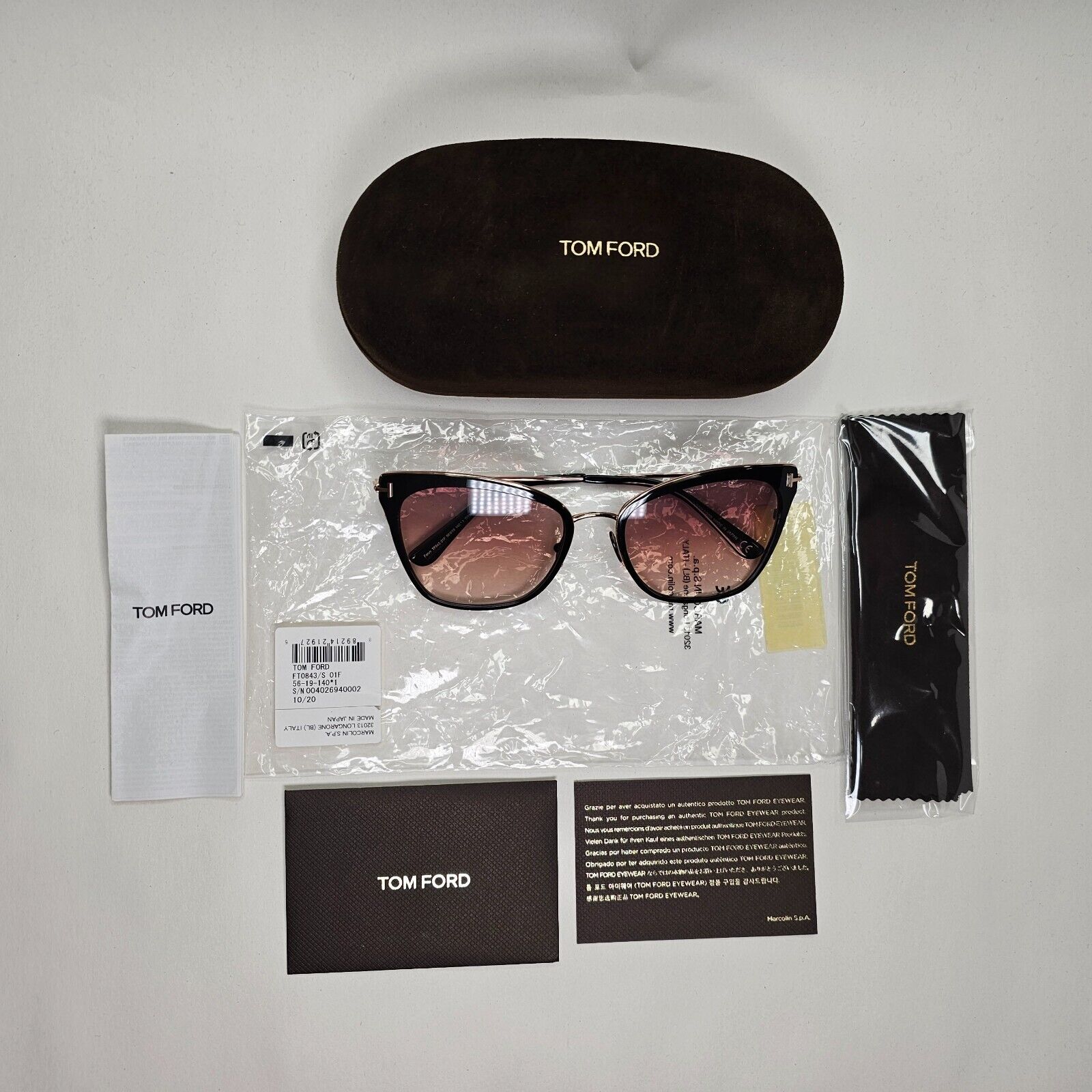 Tom Ford Sunglasses Faryn Titanium Black Gold Brown Gradient FT0843 TF 843 01F