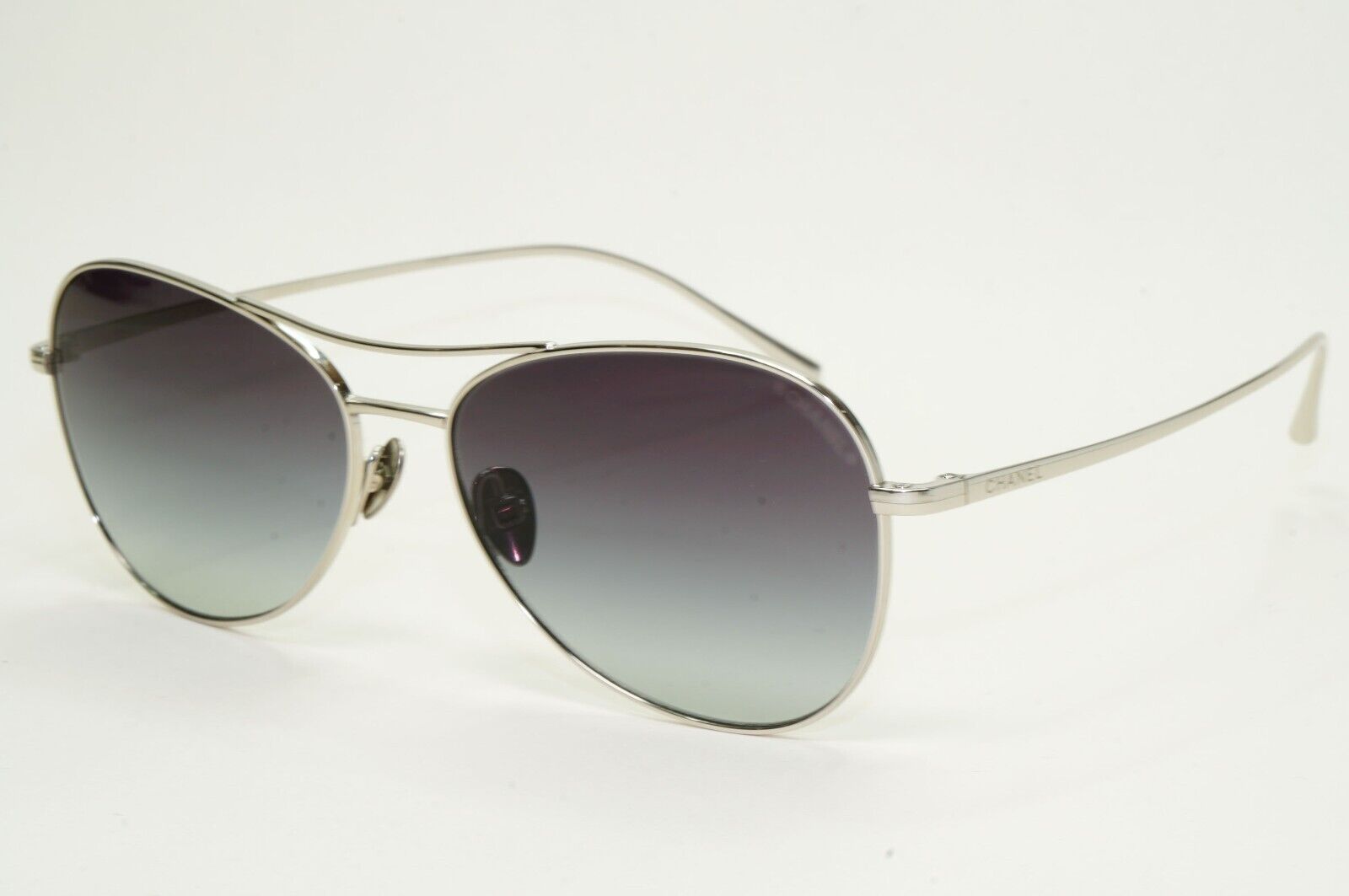 Chanel Sunglasses Titanium Silver Pilot Grey Gradient Metal 4259-T c.124/S6 56mm