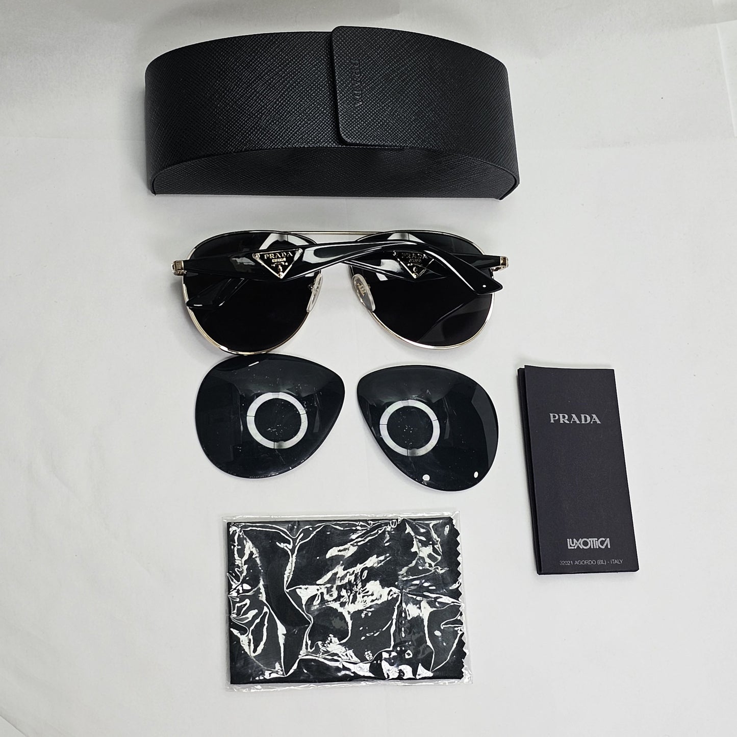 Prada Sunglasses Triangle Logo Black Gold Pilot PR53QS SPR 53Q ZVN-5Z1 130224