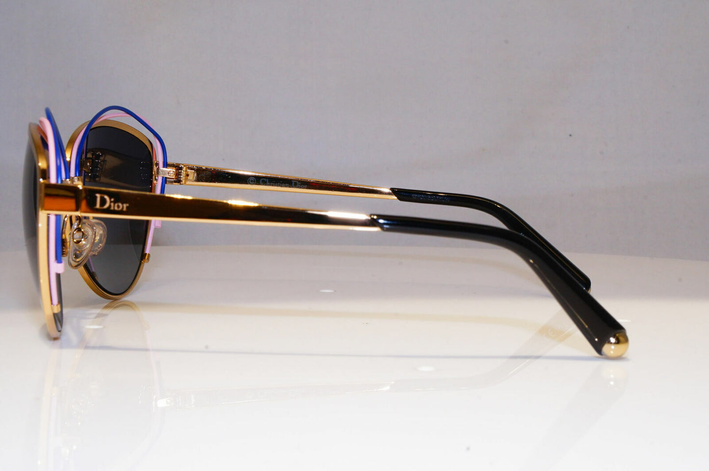 Authentic DIOR Womens Sunglasses Gold Butterfly Vintage SONGE JPFHD 21371