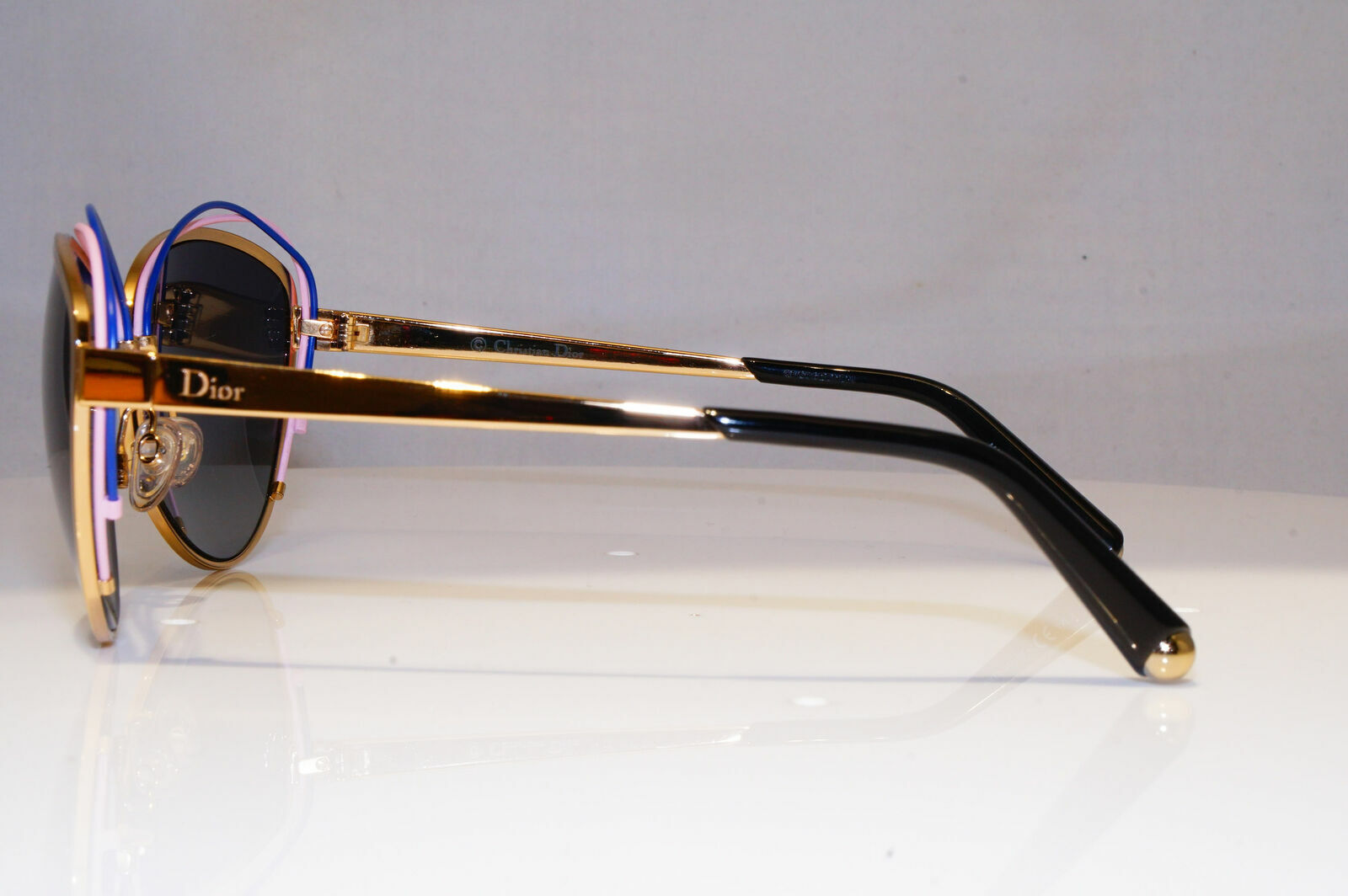 Authentic DIOR Womens Sunglasses Gold Butterfly Vintage SONGE JPFHD 21371