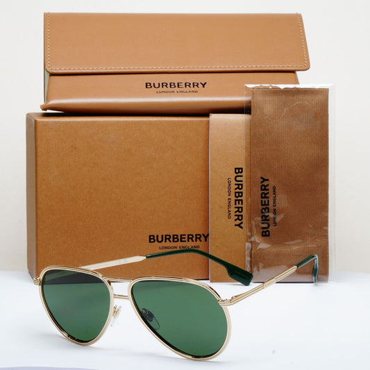 Burberry Sunglasses Scott Light Gold Green Metal Pilot BE 3135 1109/71 59mm