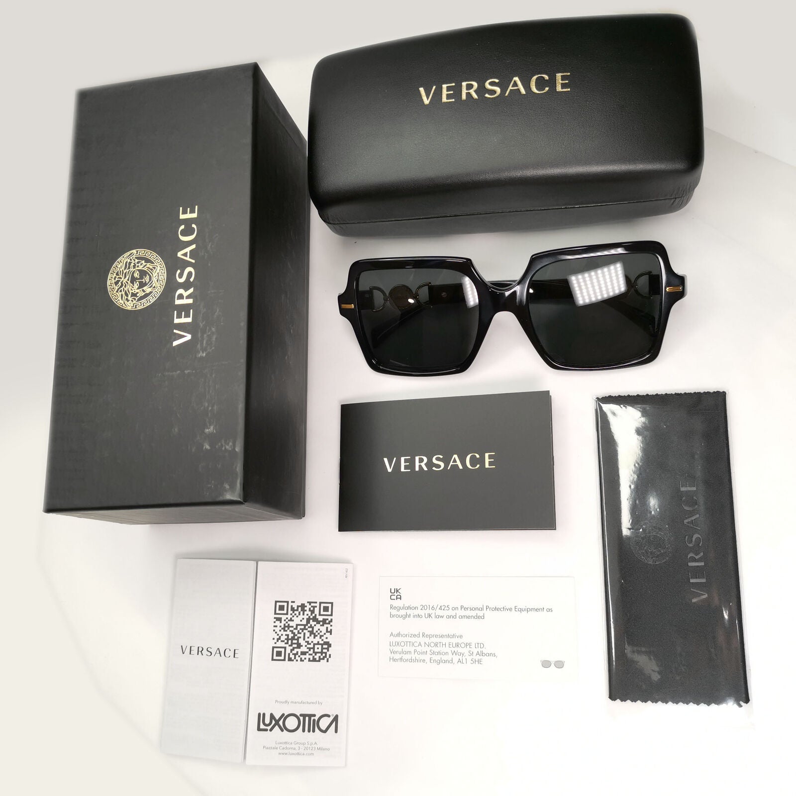 Versace Sunglasses Black Gold Medusa Square Oversized Large MOD VE 4441 GB1/87