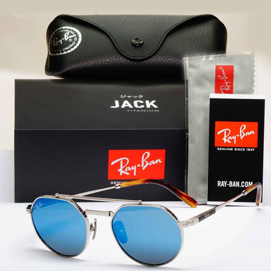 Ray-Ban Sunglasses Jack II Titanium Mirror Blue Silver Grey RB 8265 3139/O4 51mm