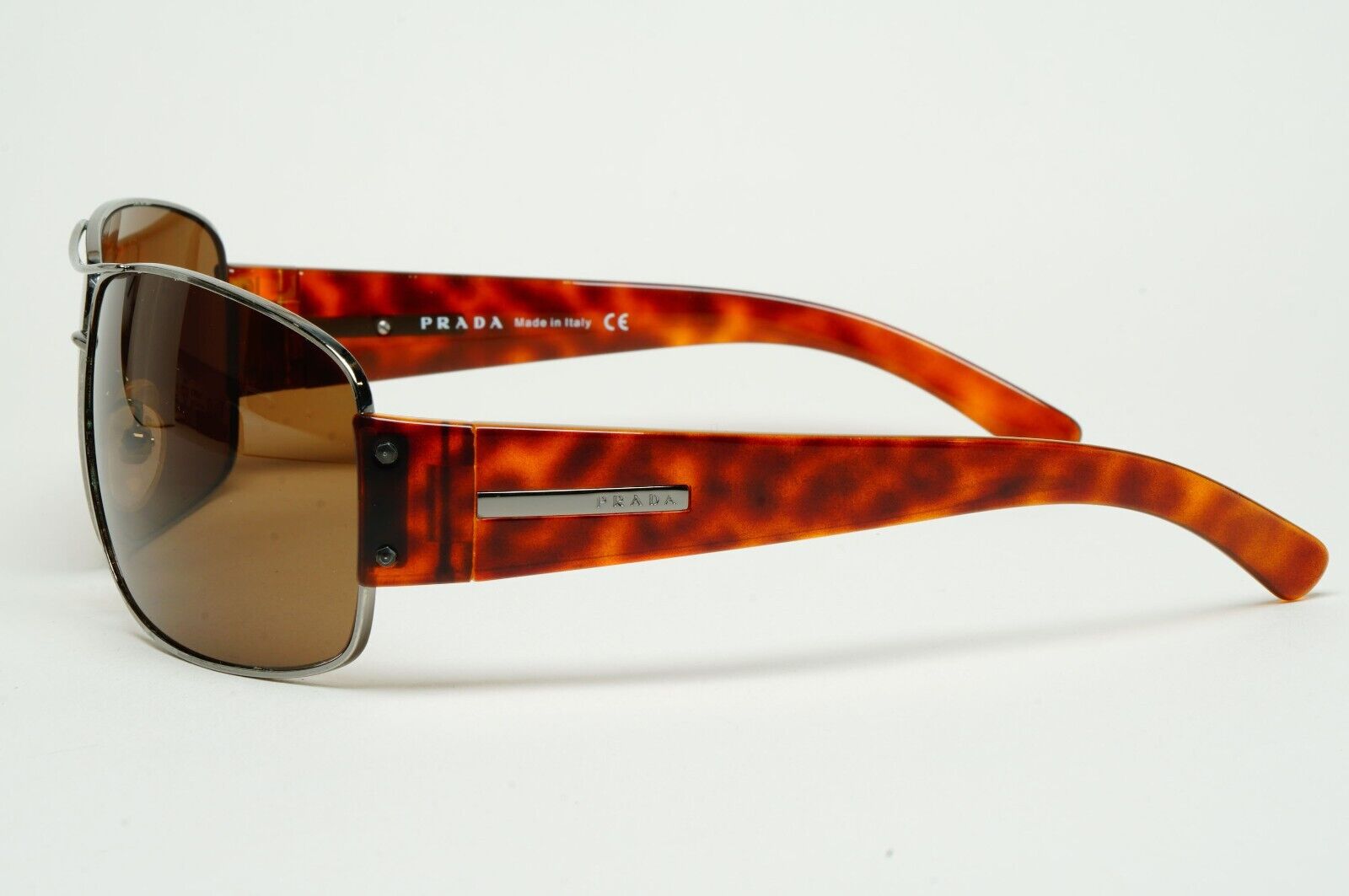Prada Sunglasses 2005 Vintage Brown Pilot Wrap PR61GS SPR 61G 5AV-5G1 310125
