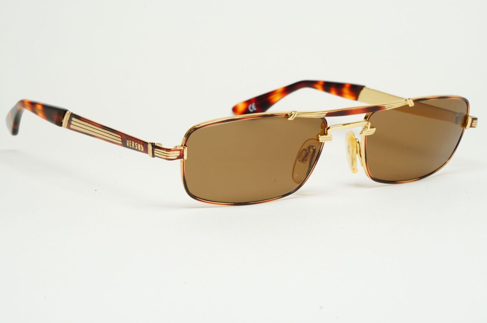 Versus Sunglasses 1996 by Gianni Versace Vintage Rectangle Brown MOD F06 COL 34M