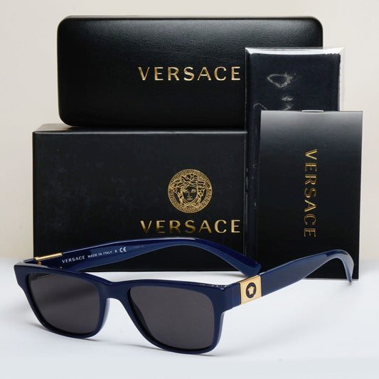 Versace Sunglasses Dark Blue Gold Medusa Square Rectangle MOD VE 3295 5342 54mm